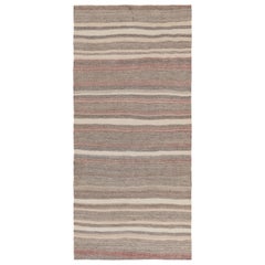 Vintage Persian Kilim Runner in Muted Neutral Stripes - Rug
Kilim