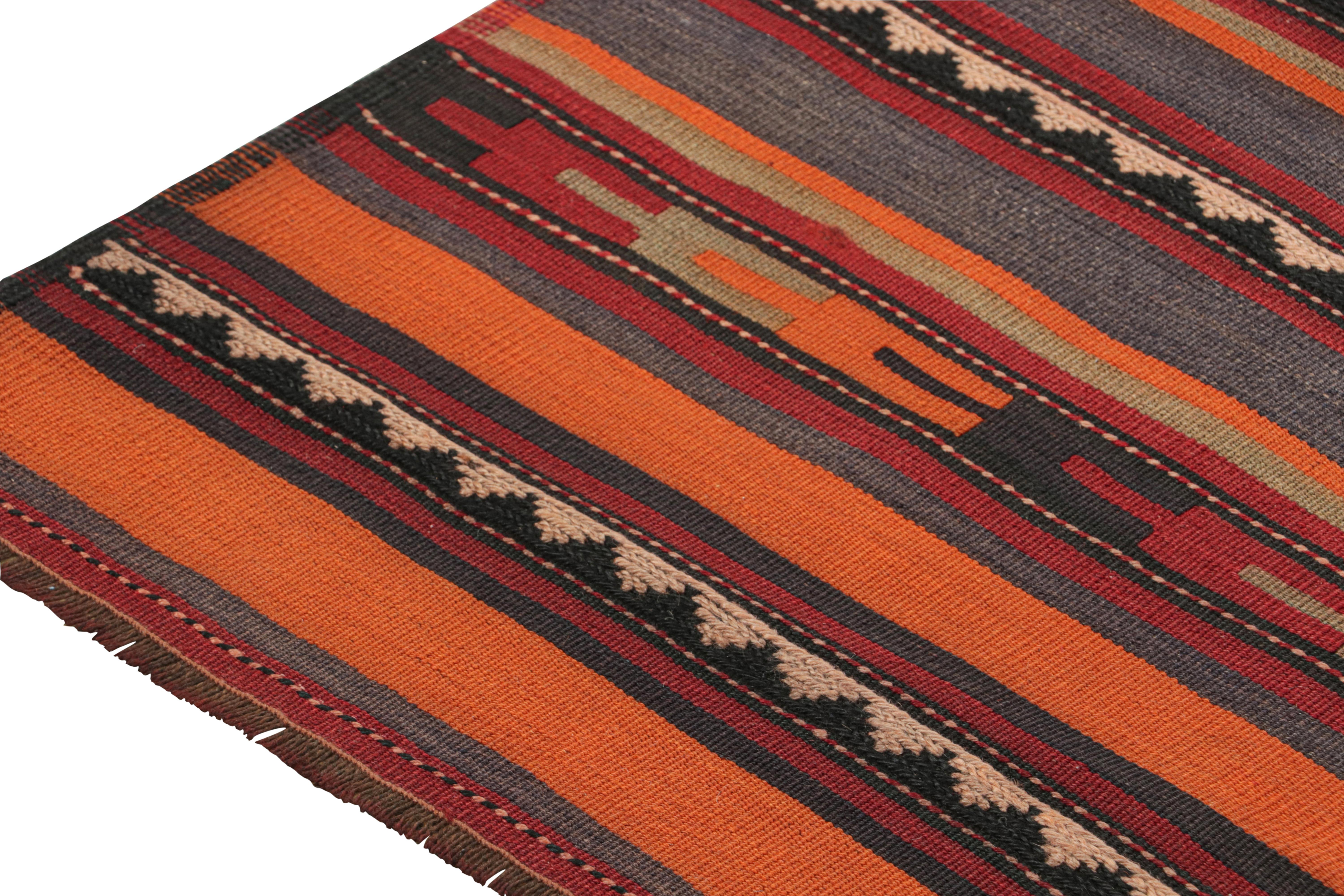 Vintage Persian Kilim Runner in Orange with Geometric Patterns by Rug & Kilim In Good Condition For Sale In Long Island City, NY