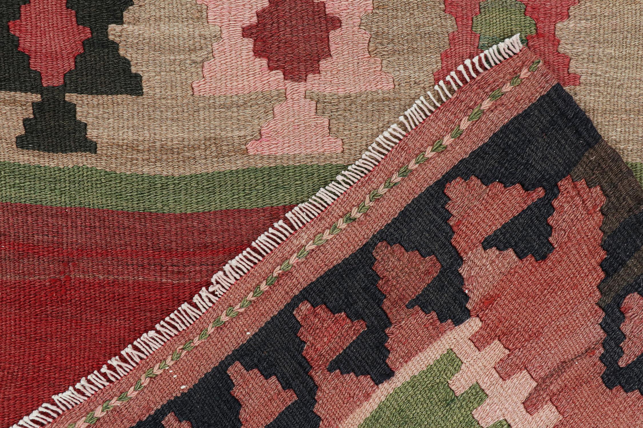Wool Vintage Persian Kilim Runner in Polychromatic Geometric Patterns by Rug & Kilim For Sale