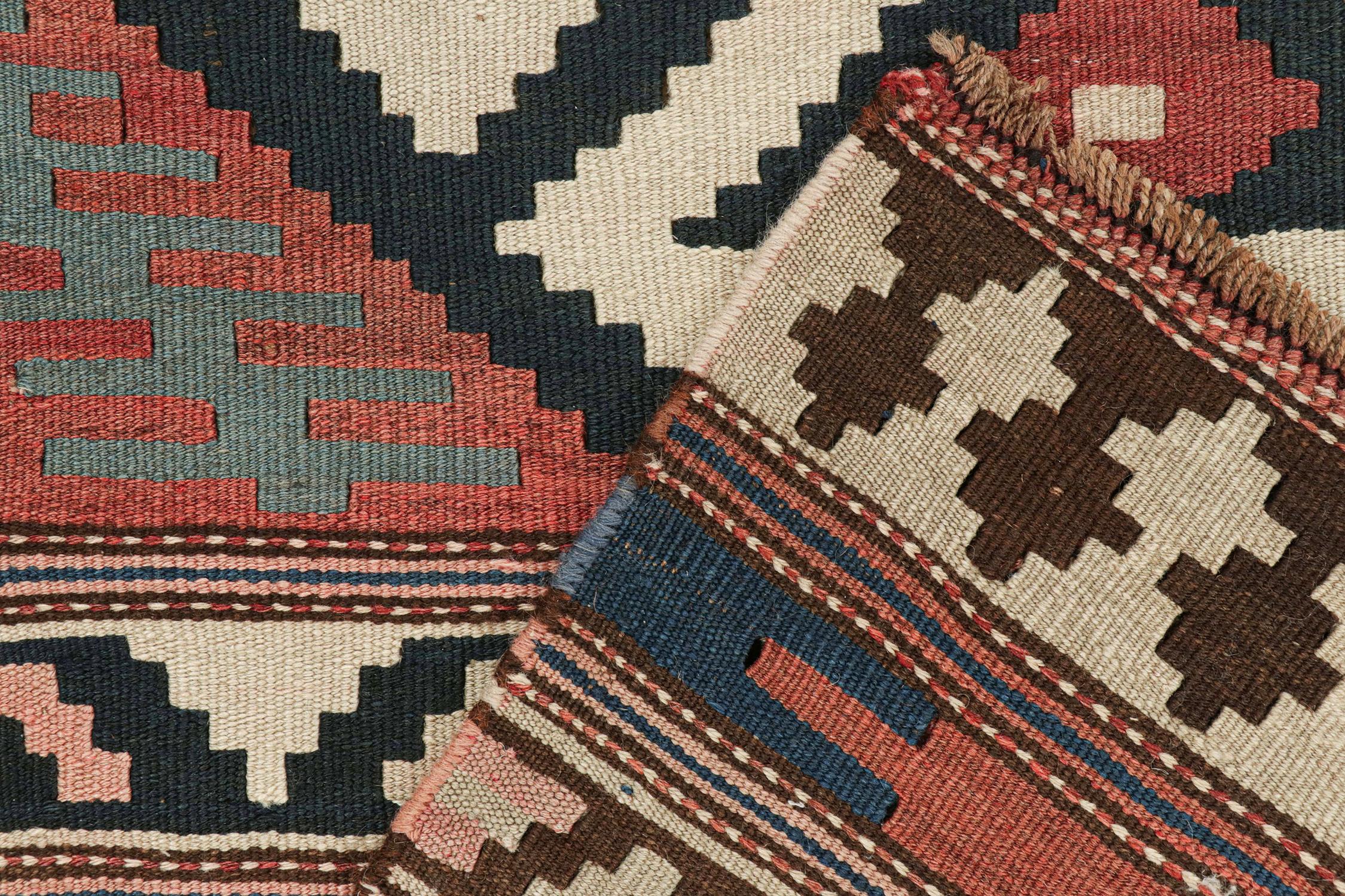 Mid-20th Century Vintage Persian Kilim Runner in Polychromatic Geometric Patterns