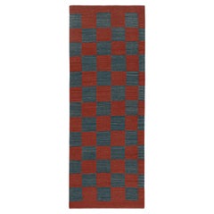 Vintage Persian Kilim Runner in Red & Blue Checkerboard Pattern by Rug & Kilim