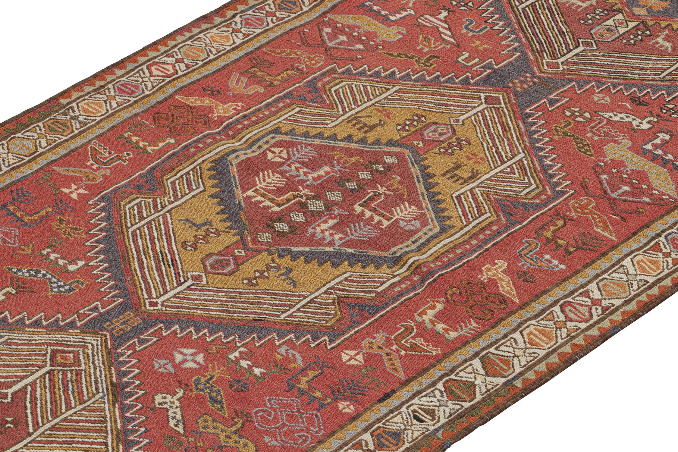 Turkish Vintage Persian Kilim Runner in Red with Medallions by Rug & Kilim For Sale