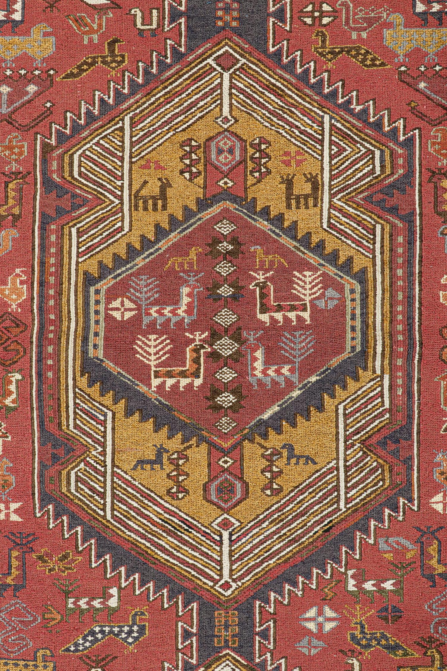 Vintage Persian Kilim Runner in Red with Medallions by Rug & Kilim In Good Condition For Sale In Long Island City, NY
