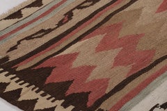 Vintage Persian Kilim Runner, Tribal Rug with Bold Chevrons - Rug & Kilim