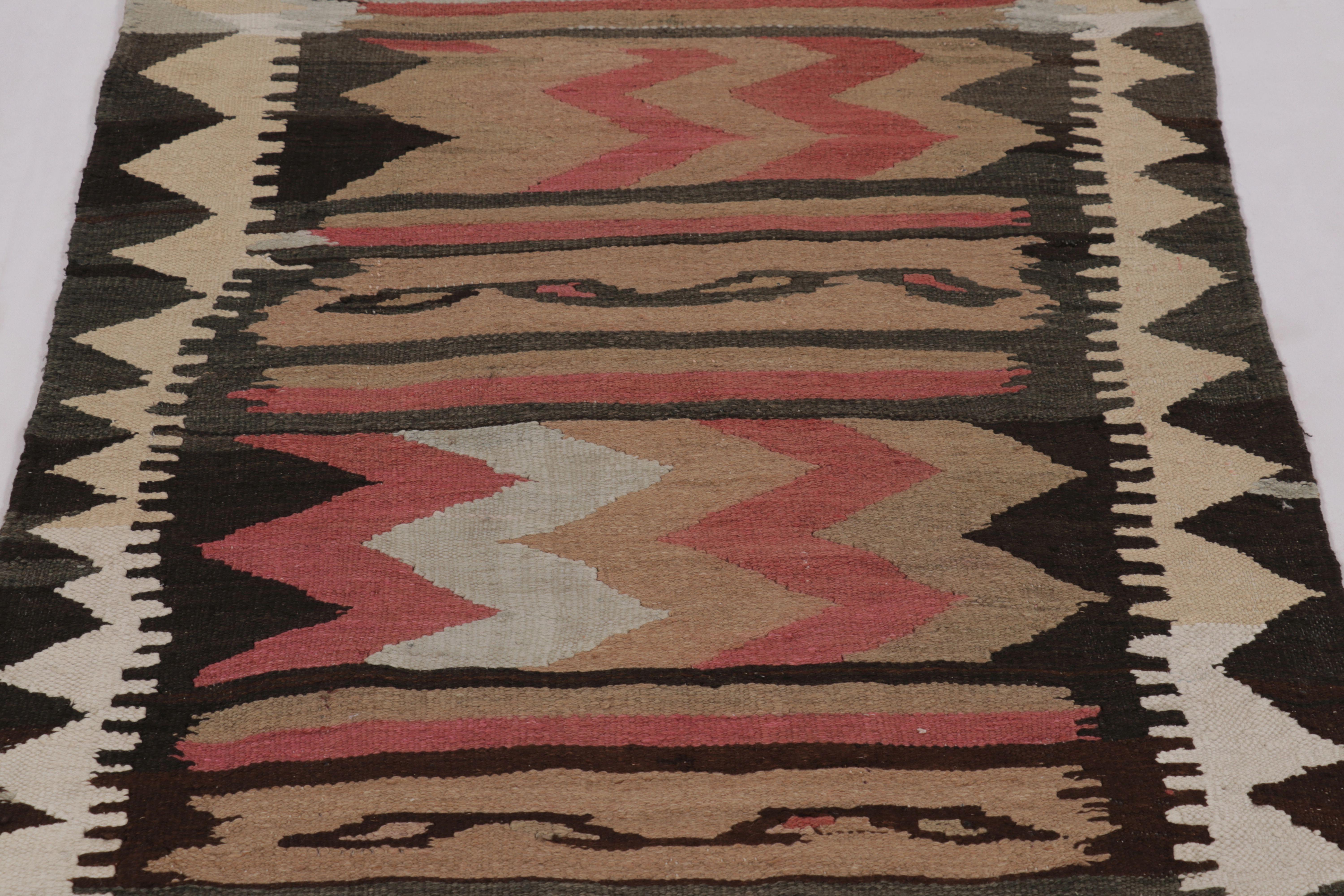Vintage Persian Kilim Runner, Tribal Rug with Bold Chevrons - Rug & Kilim (Kelim) im Angebot