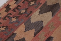 Vintage Persian Kilim Runner, Tribal Rug with Playful Chevrons - Rug & Kilim