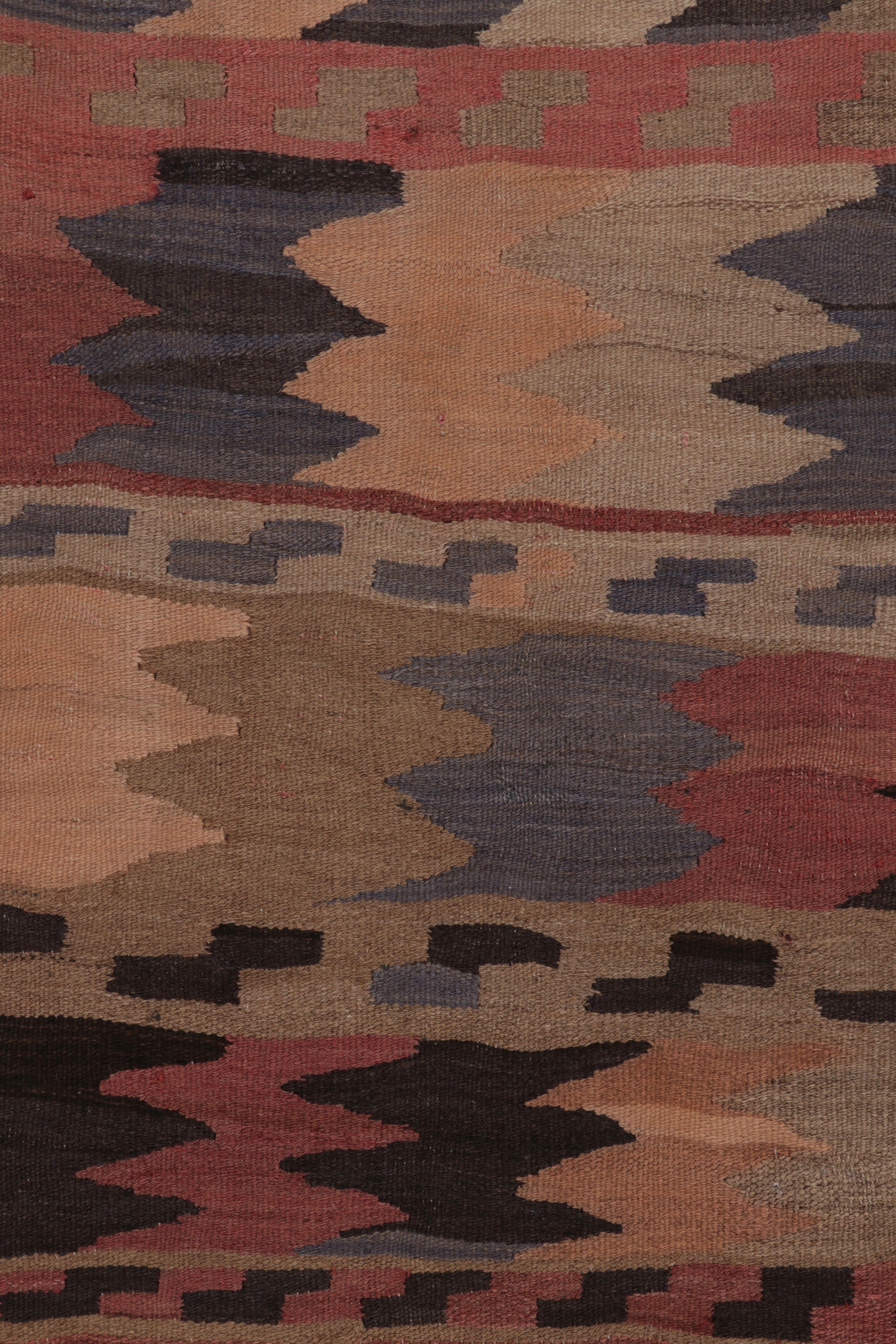 Hand-Woven Vintage Persian Kilim Runner, Tribal Rug with Playful Chevrons - Rug & Kilim For Sale