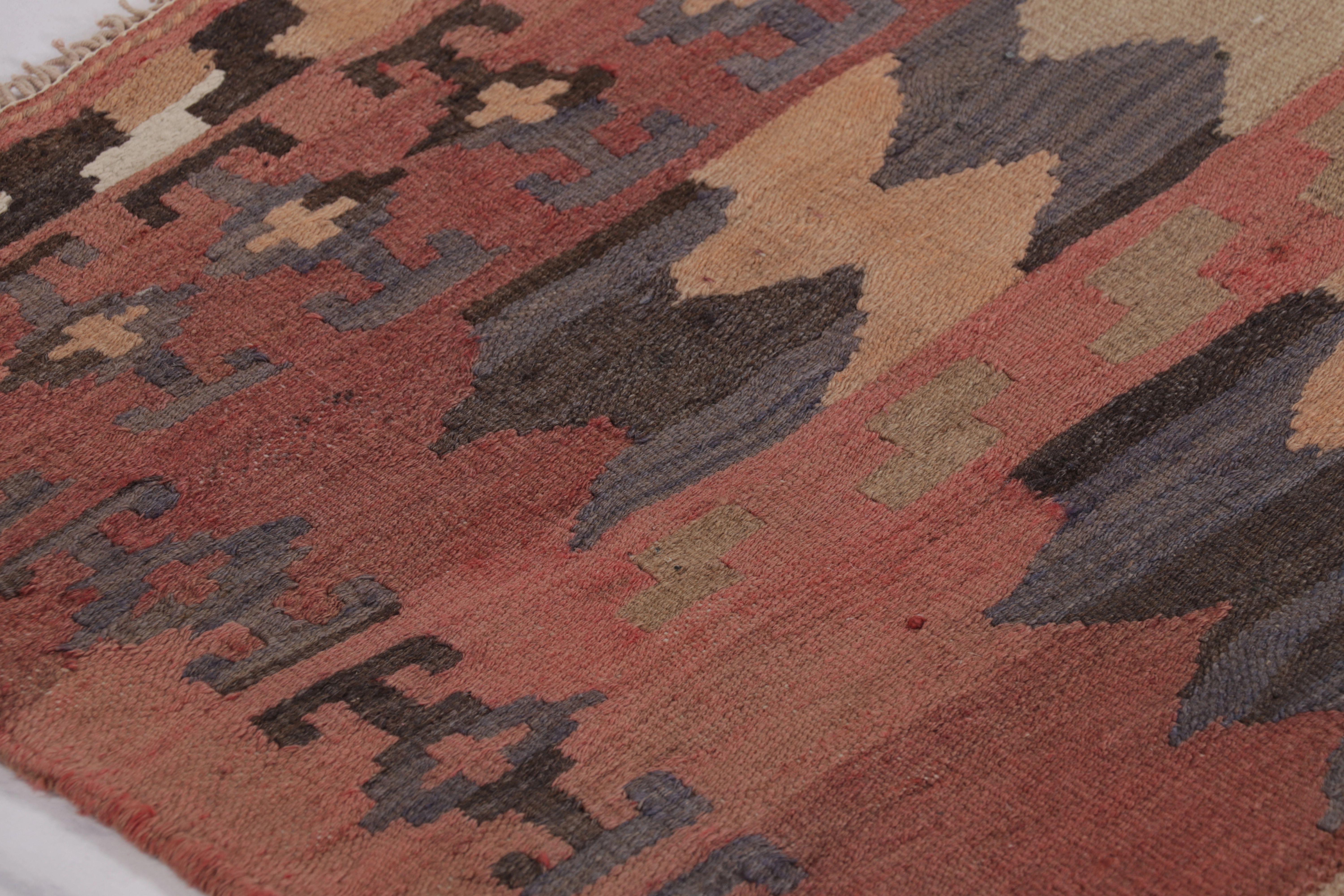 Wool Vintage Persian Kilim Runner, Tribal Rug with Playful Chevrons - Rug & Kilim For Sale