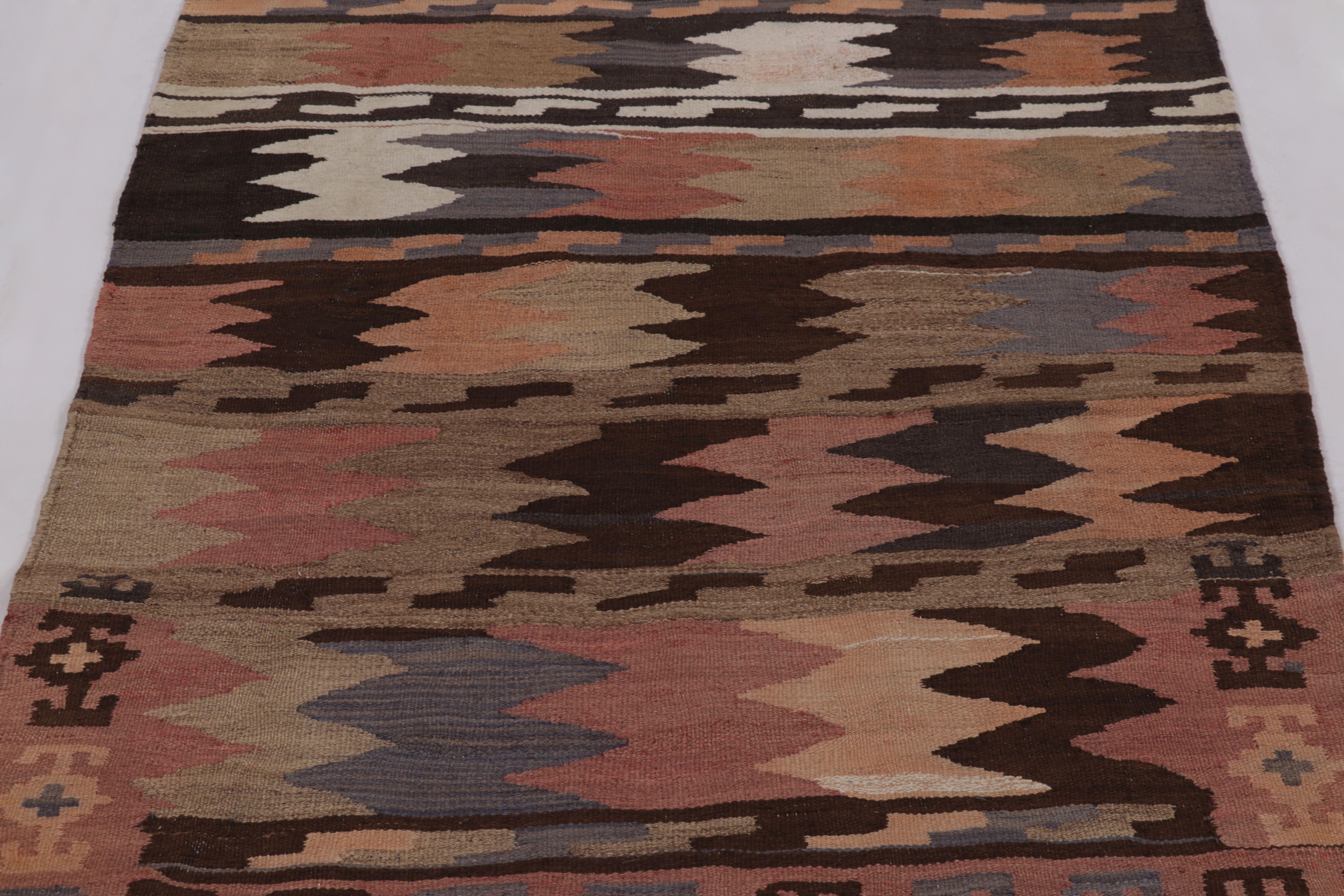 Vintage Persian Kilim Runner, Tribal Rug with Playful Chevrons - Rug & Kilim For Sale 1