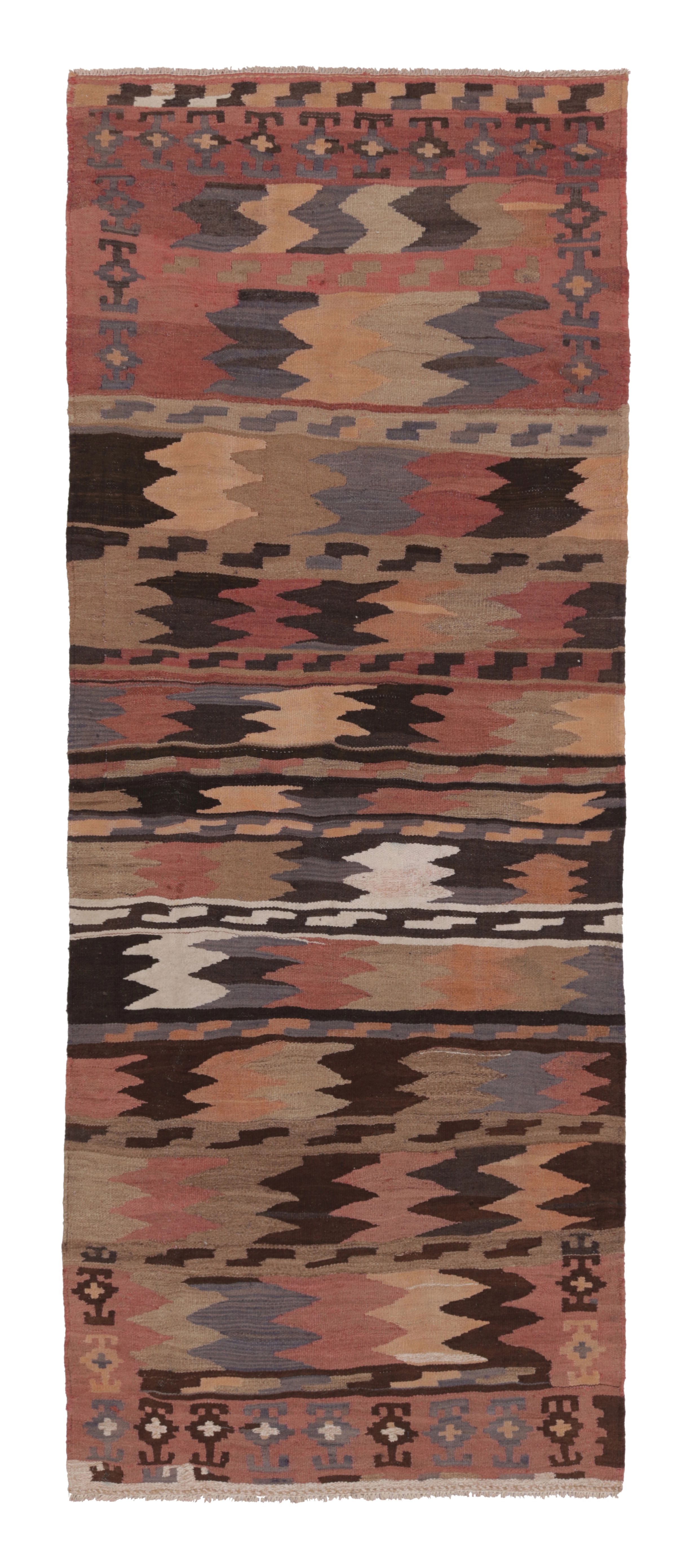 Vintage Persian Kilim Runner, Tribal Rug with Playful Chevrons - Rug
Kilim