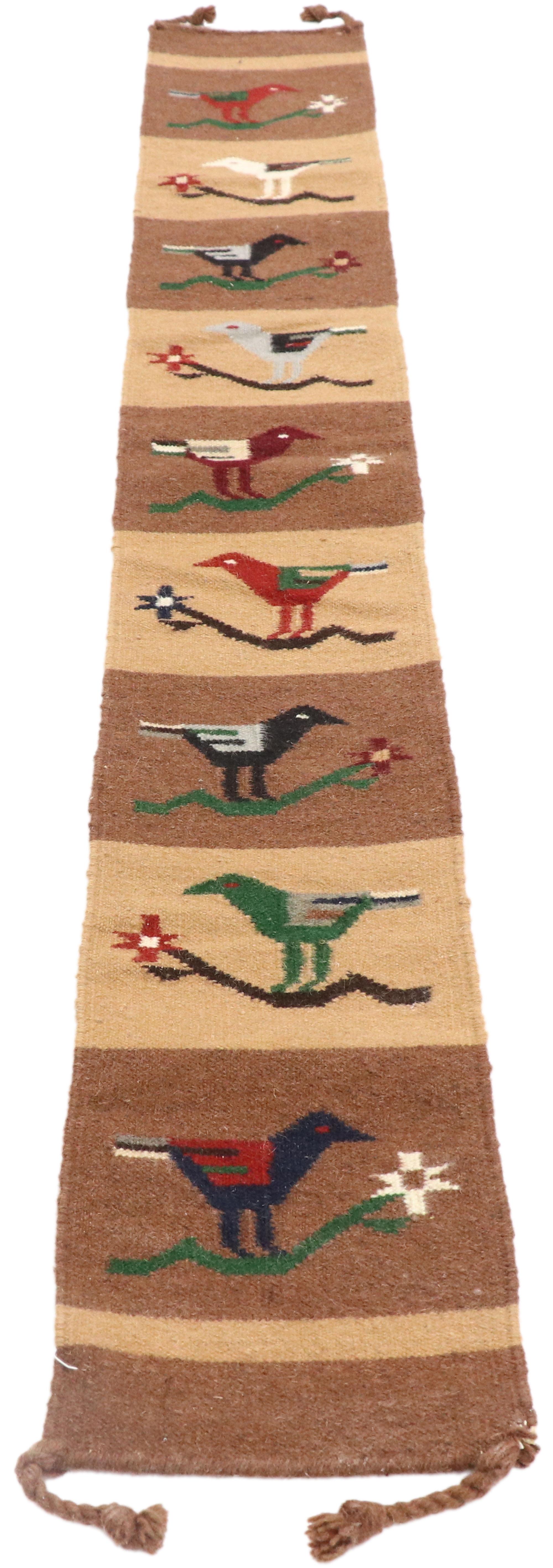 Hand-Woven Vintage Persian Kilim Runner with Bird Design For Sale
