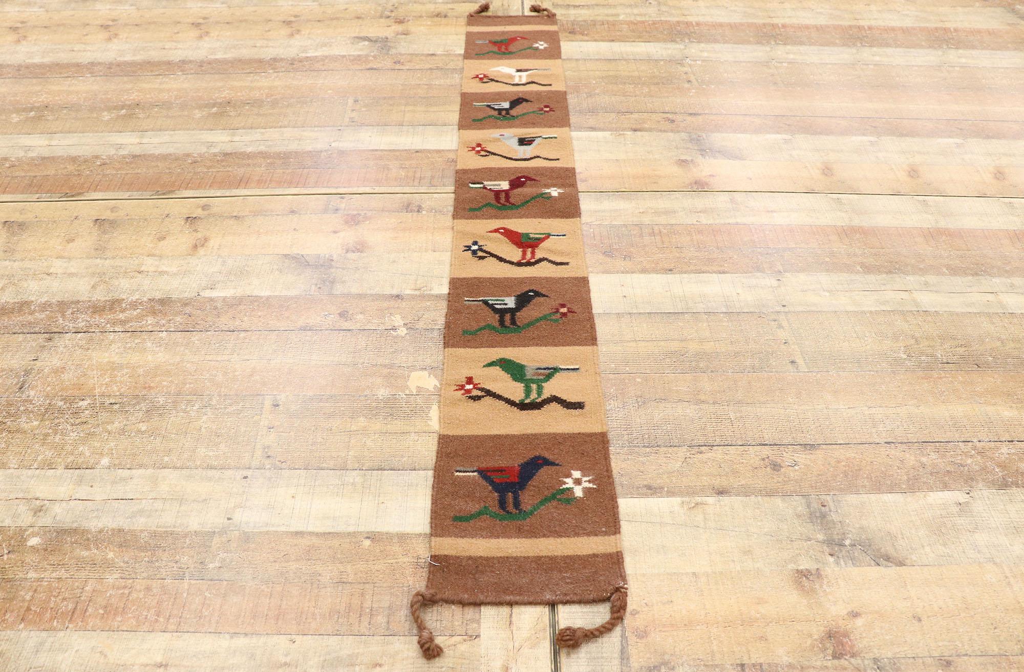 Wool Vintage Persian Kilim Runner with Bird Design For Sale