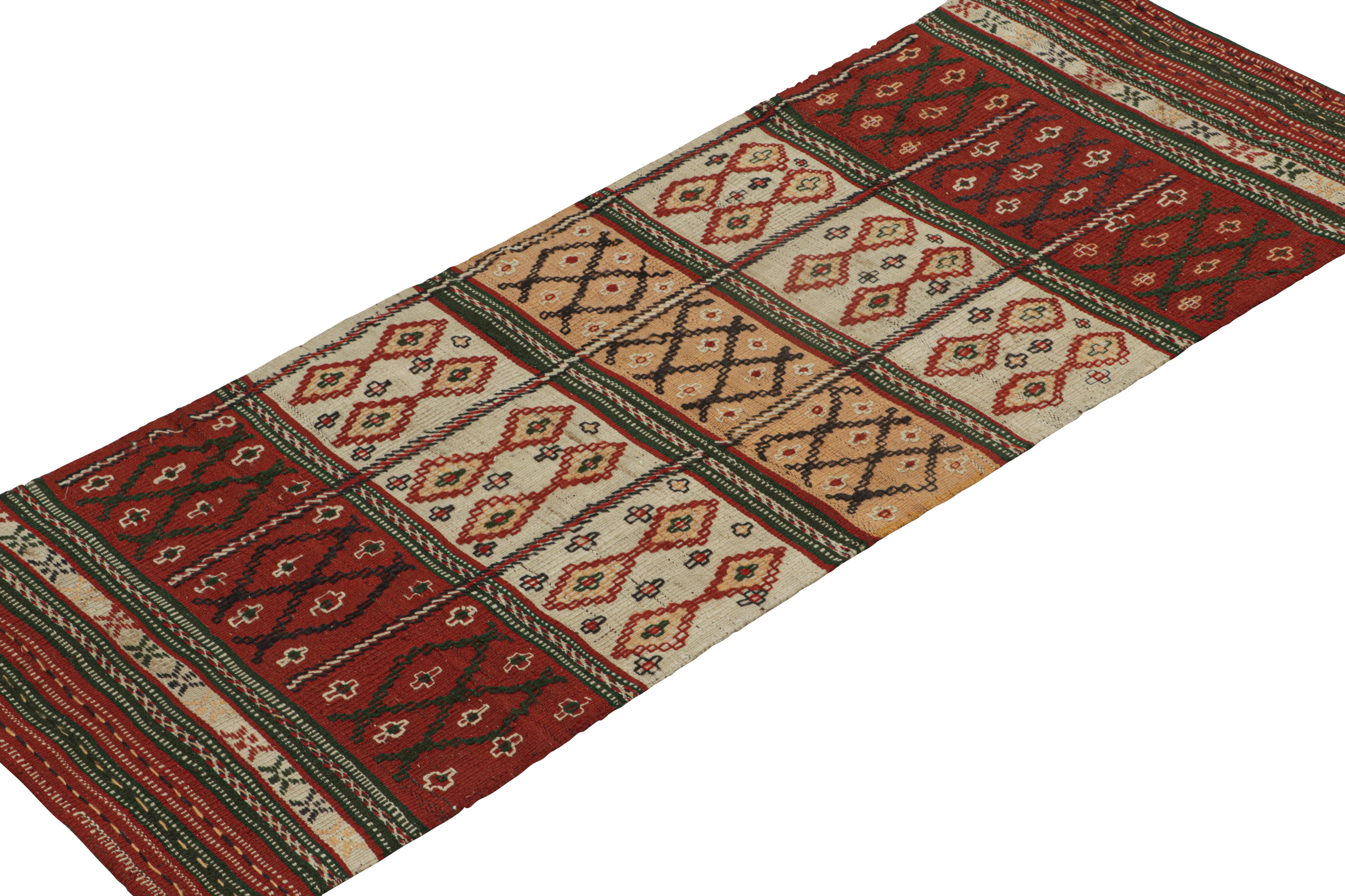 Tribal Vintage Persian Kilim Runner with Geometric Patterns by Rug & Kilim For Sale