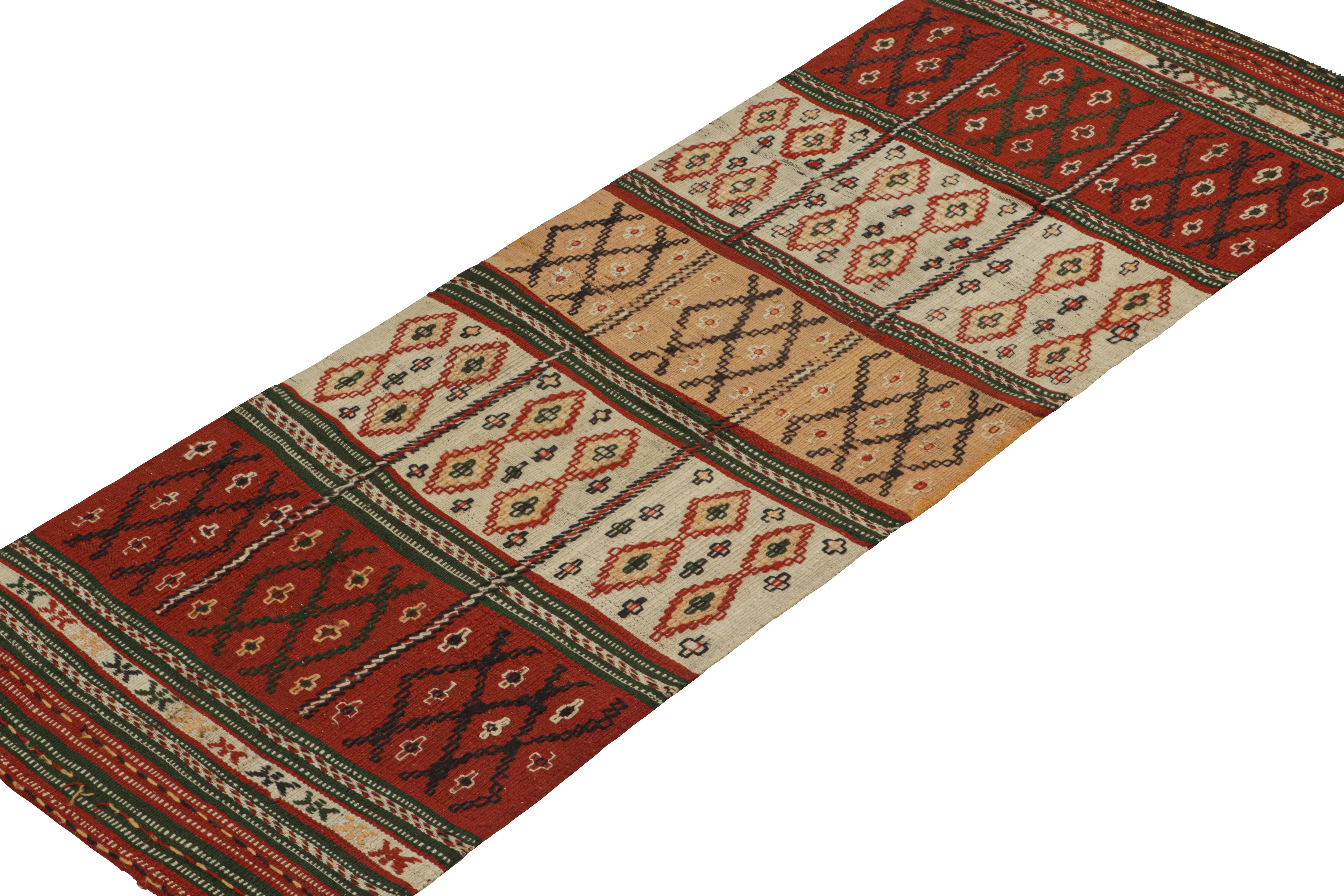 Hand-Knotted Vintage Persian Kilim Runner with Geometric Patterns by Rug & Kilim For Sale