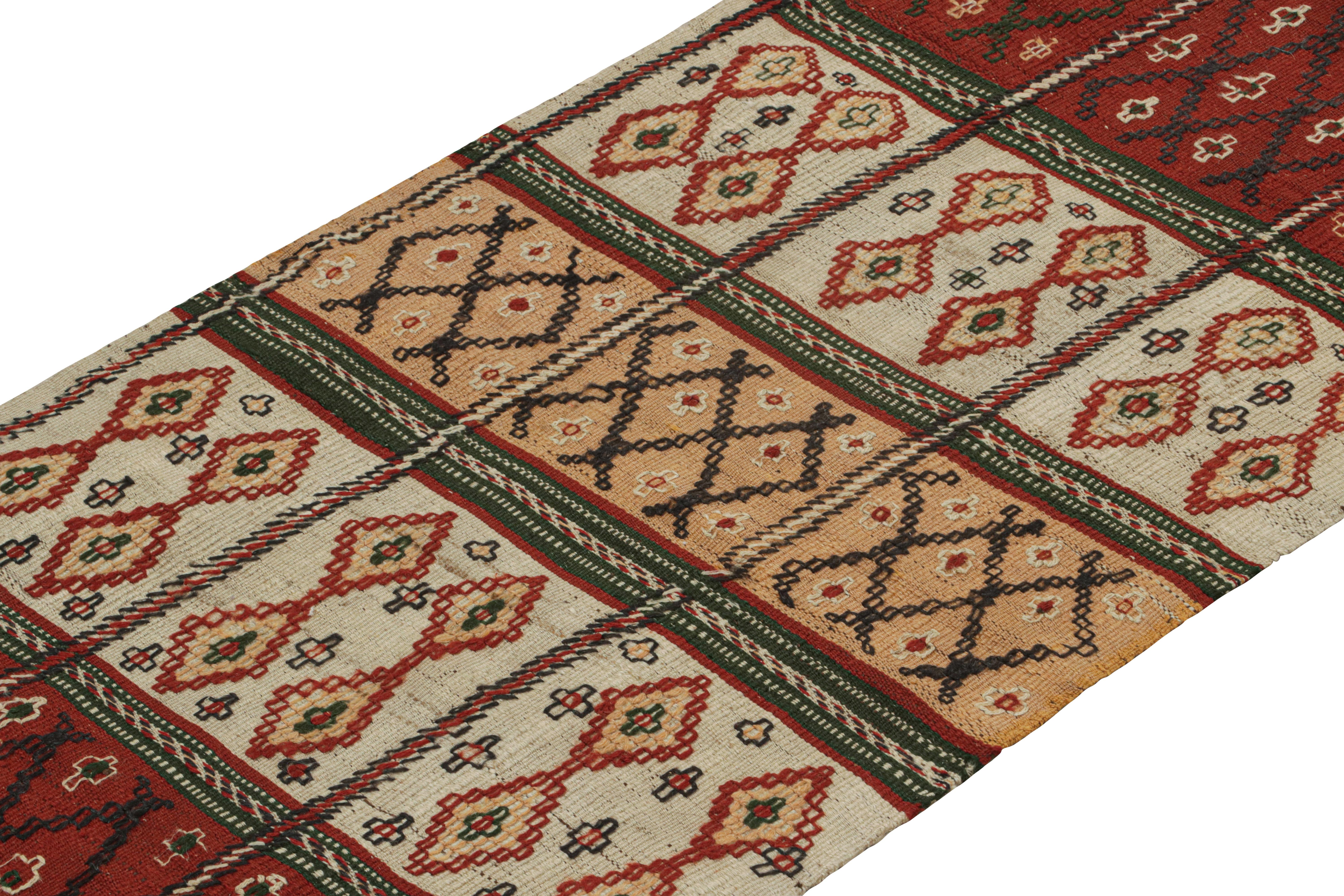 Hand-Knotted Vintage Persian Kilim Runner with Geometric Patterns by Rug & Kilim For Sale