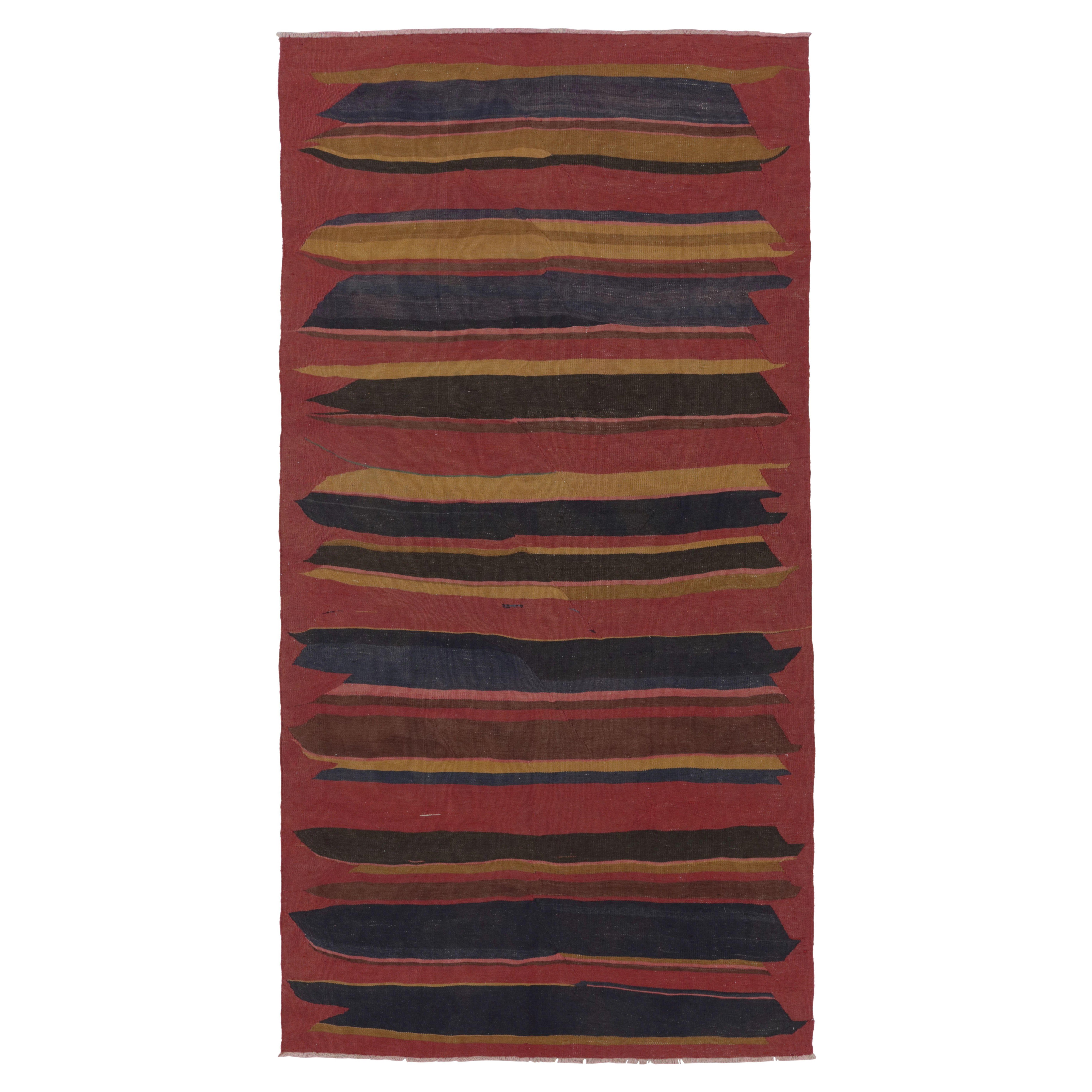 Kilim persiano d
epoca, rosso salmone con strisce ricche - Rug 
Kilim in vendita
