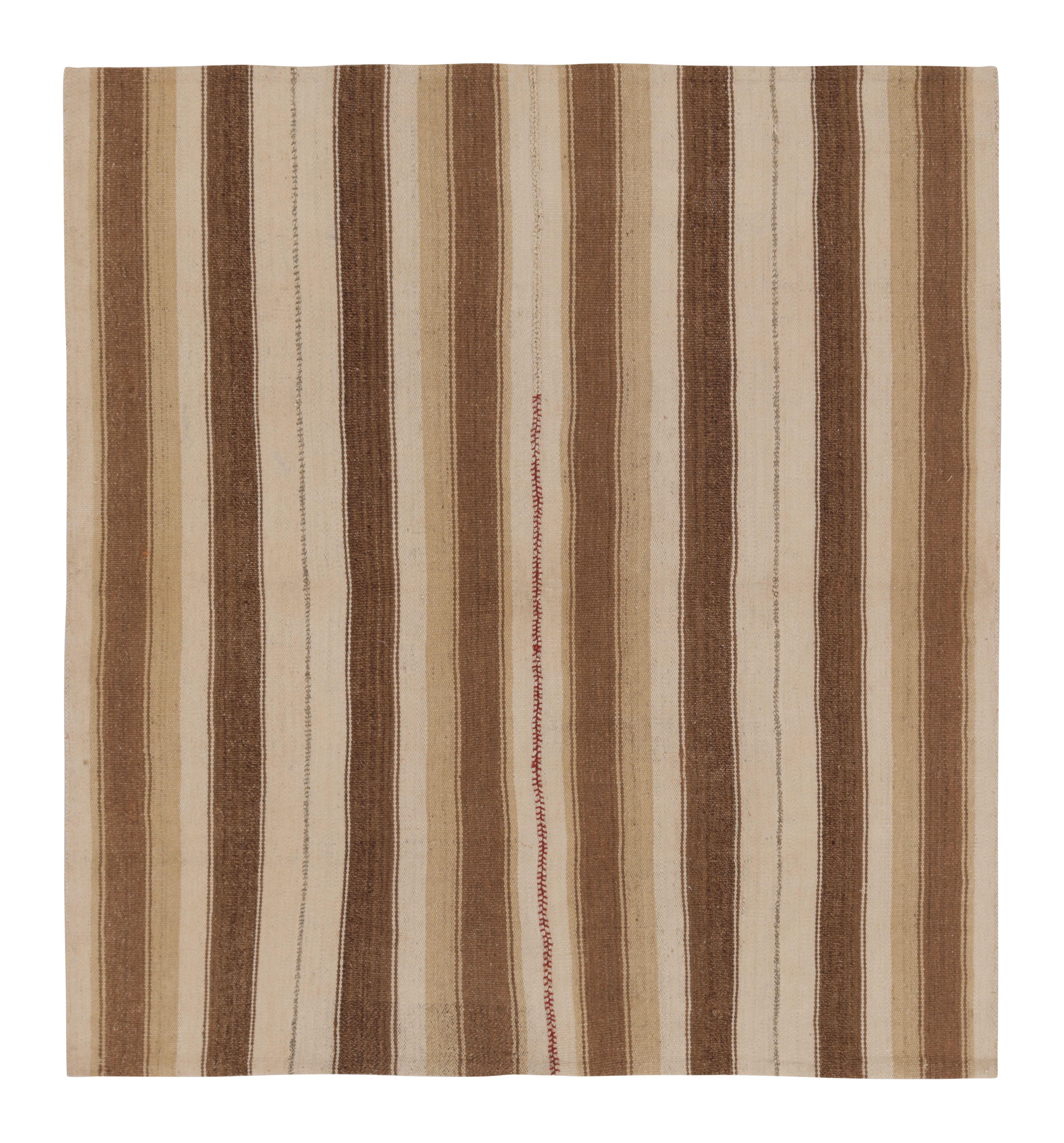 Vintage Persian Kilim, Square Rug in Neutral Earth Tones - Rug 
Kilim