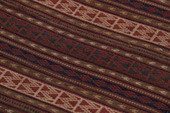 Vintage Persian Kilim, Square Rug with Intricate Geometric Stripes - Rug & Kilim