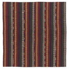 Vintage Persian Kilim, Stripes with Colorful Geometric Patterns - Rug 
Kilim