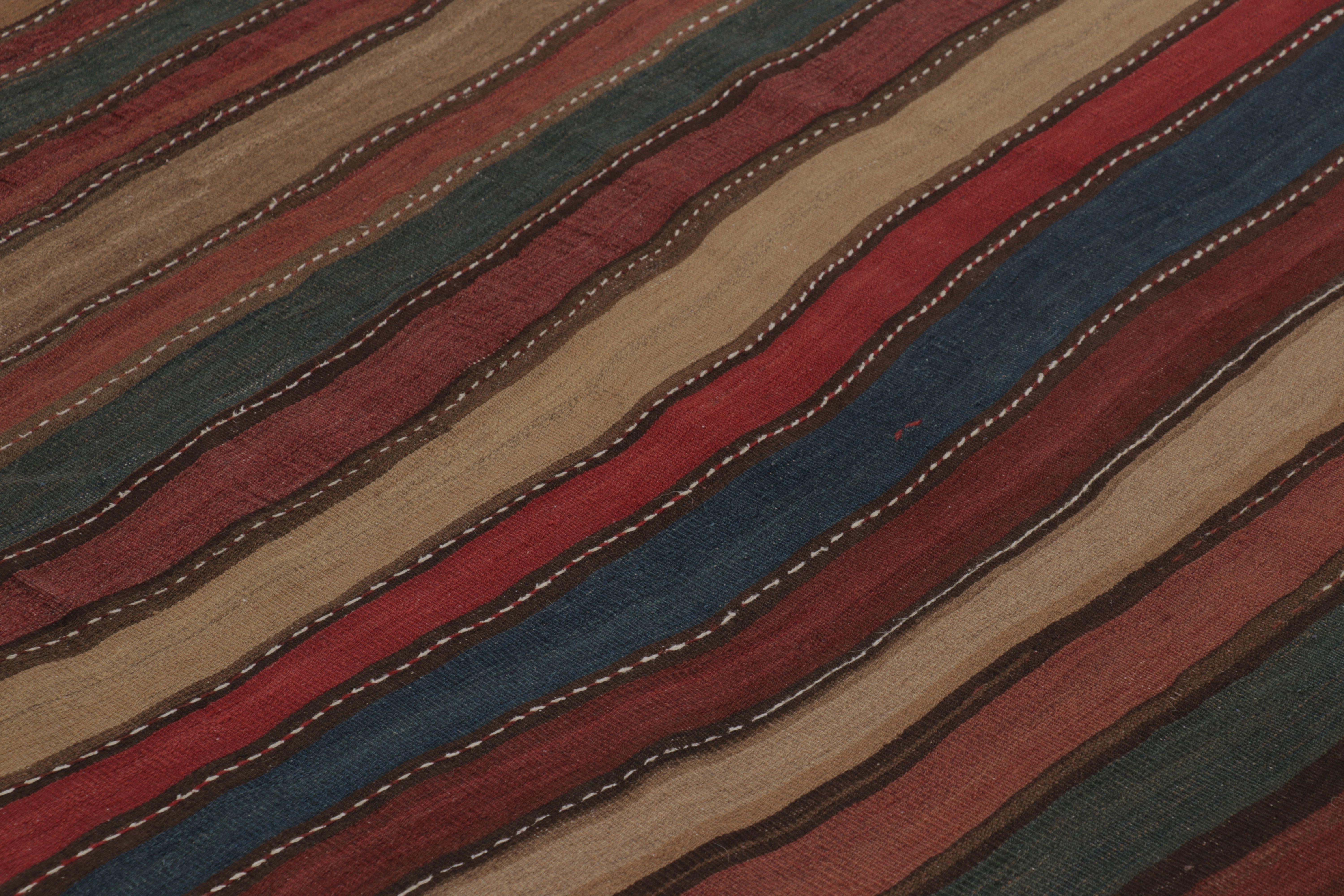 Vintage Persian Kilim, Tribal Gallery Runner in Polychromatic Stripes-Rug&Killim (Kelim) im Angebot