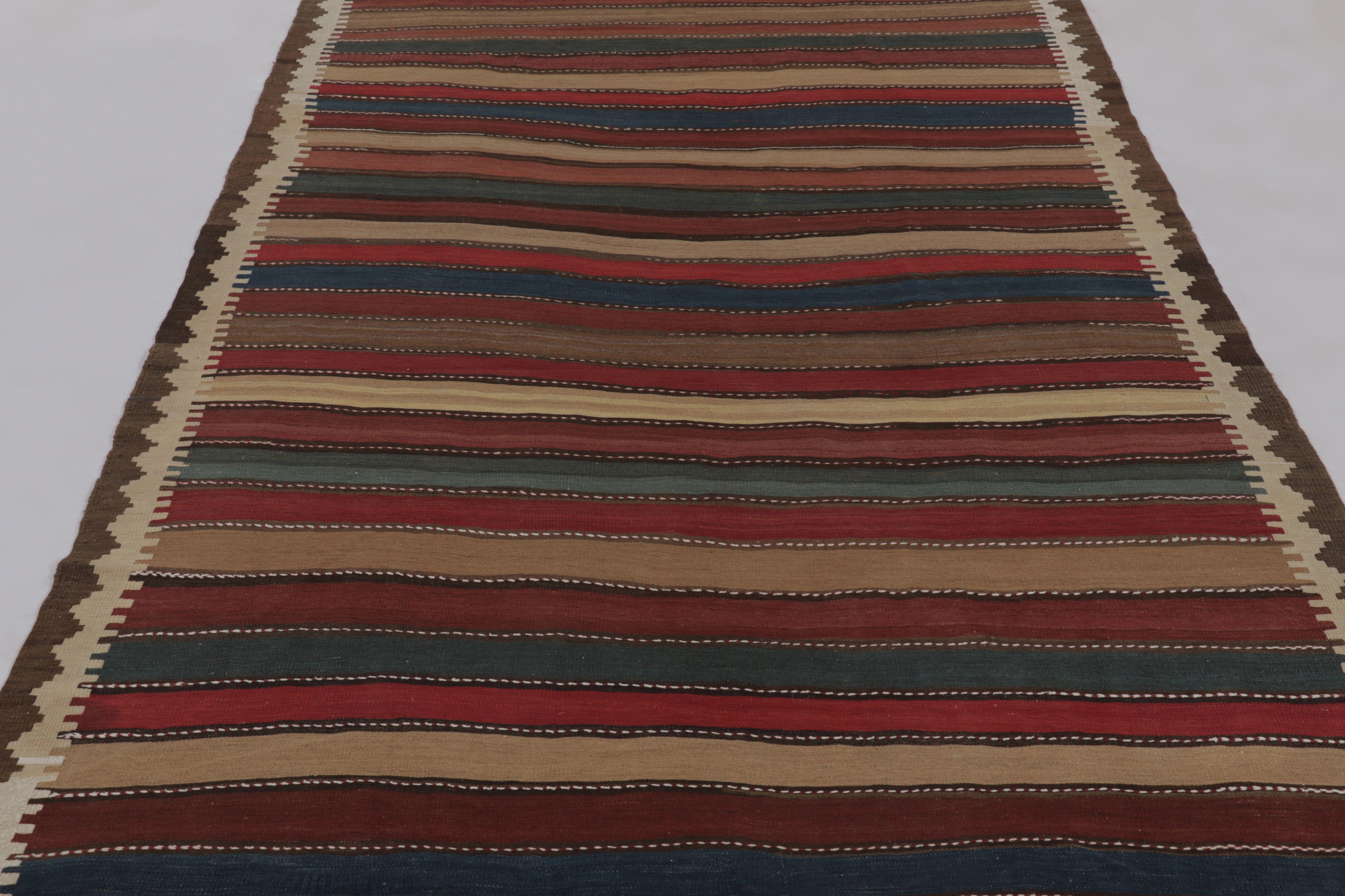 Vintage Persian Kilim, Tribal Gallery Runner in Polychromatic Stripes-Rug&Killim im Zustand „Gut“ im Angebot in Long Island City, NY