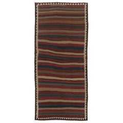 Vintage Persian Kilim, Tribal Gallery Runner in Polychromatic Stripes-Rug&Killim