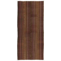 Vintage Persian Kilim, Tribal Gallery Runner in Rich Brown Stripes - Rug
Kilim