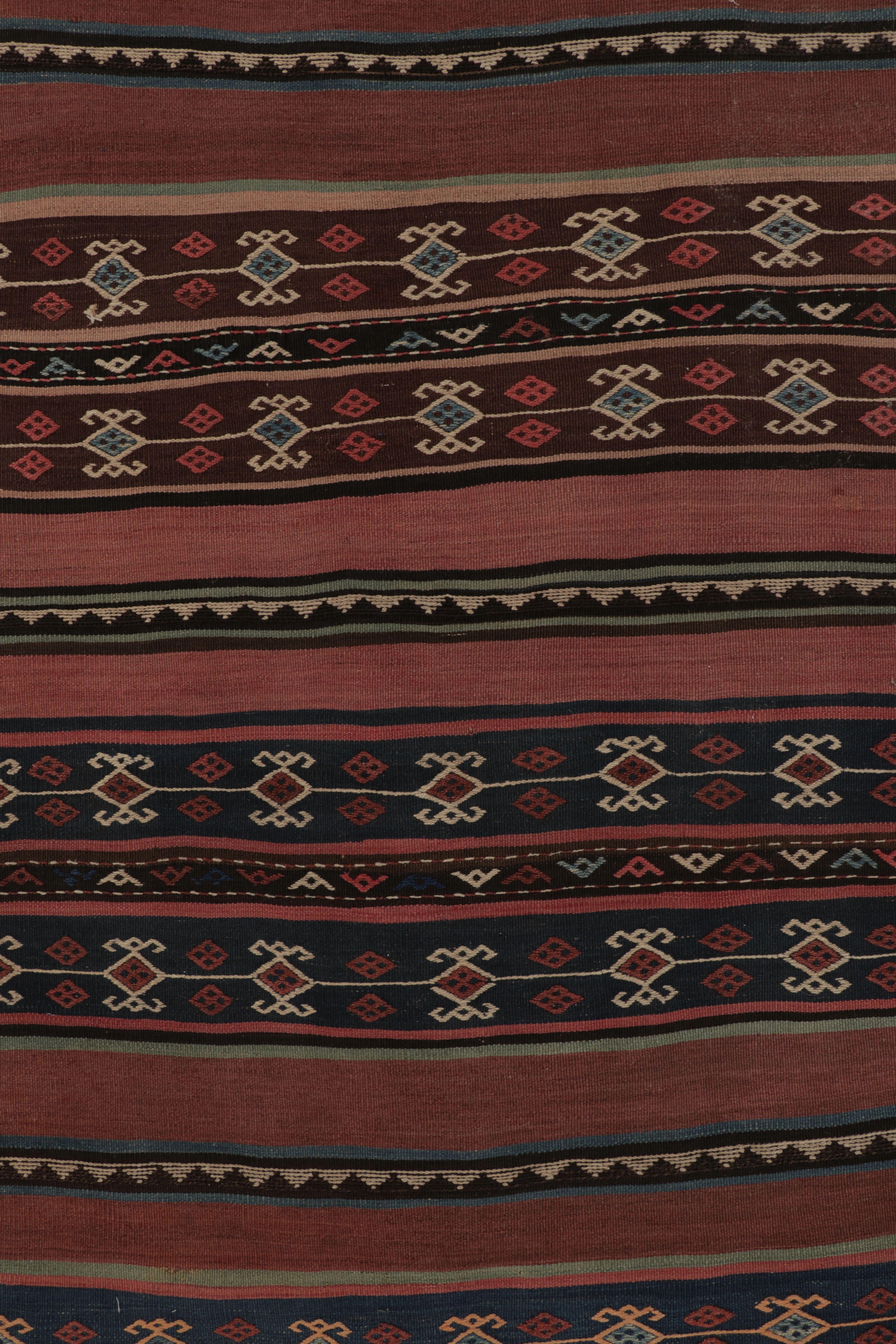 Mid-20th Century Vintage Persian Kilim, Tribal Runner Rug with Ram's Horn Motifs - Rug & Kilim For Sale