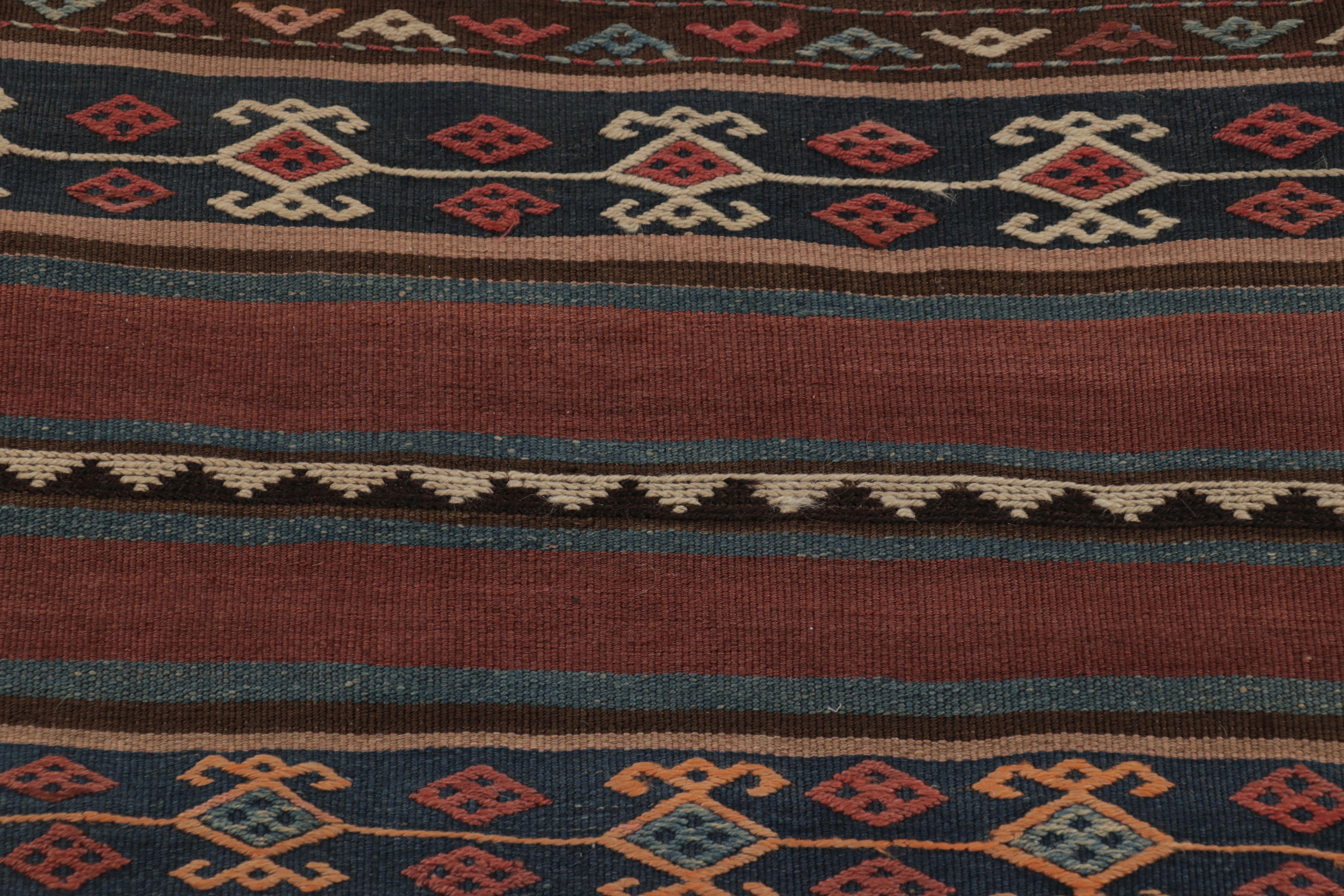 Vintage Persian Kilim, Tribal Runner Rug with Ram's Horn Motifs - Rug & Kilim For Sale 1