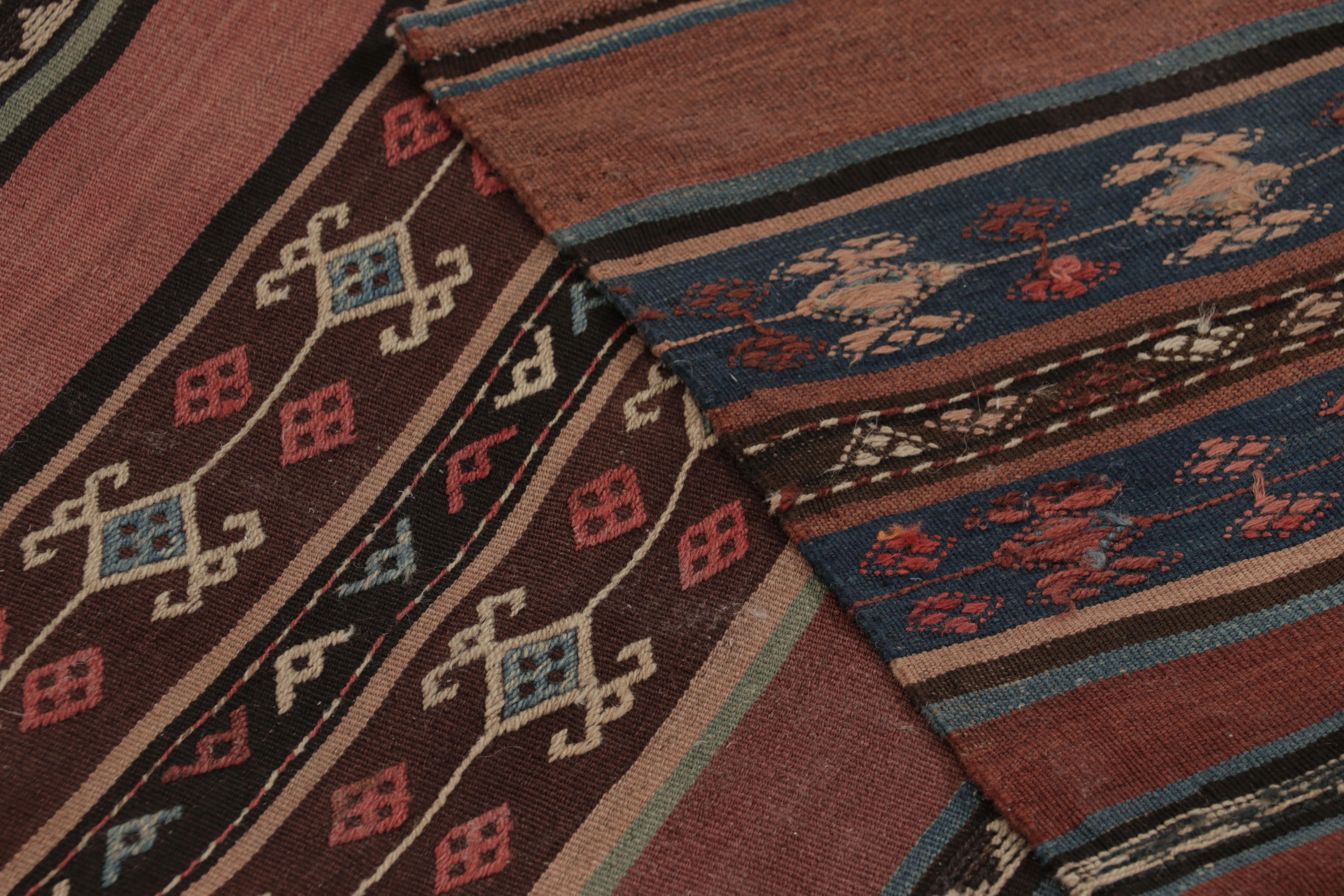 Vintage Persian Kilim, Tribal Runner Rug with Ram's Horn Motifs - Rug & Kilim For Sale 2