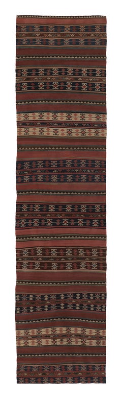 Vintage Persian Kilim, Tribal Runner Rug with Ram
s Horn Motifs - Rug
Kilim