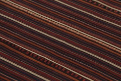 Vintage Persian Kilim, Vertical Stripes in Deep Red and Earth Tones -Rug & Kilim
