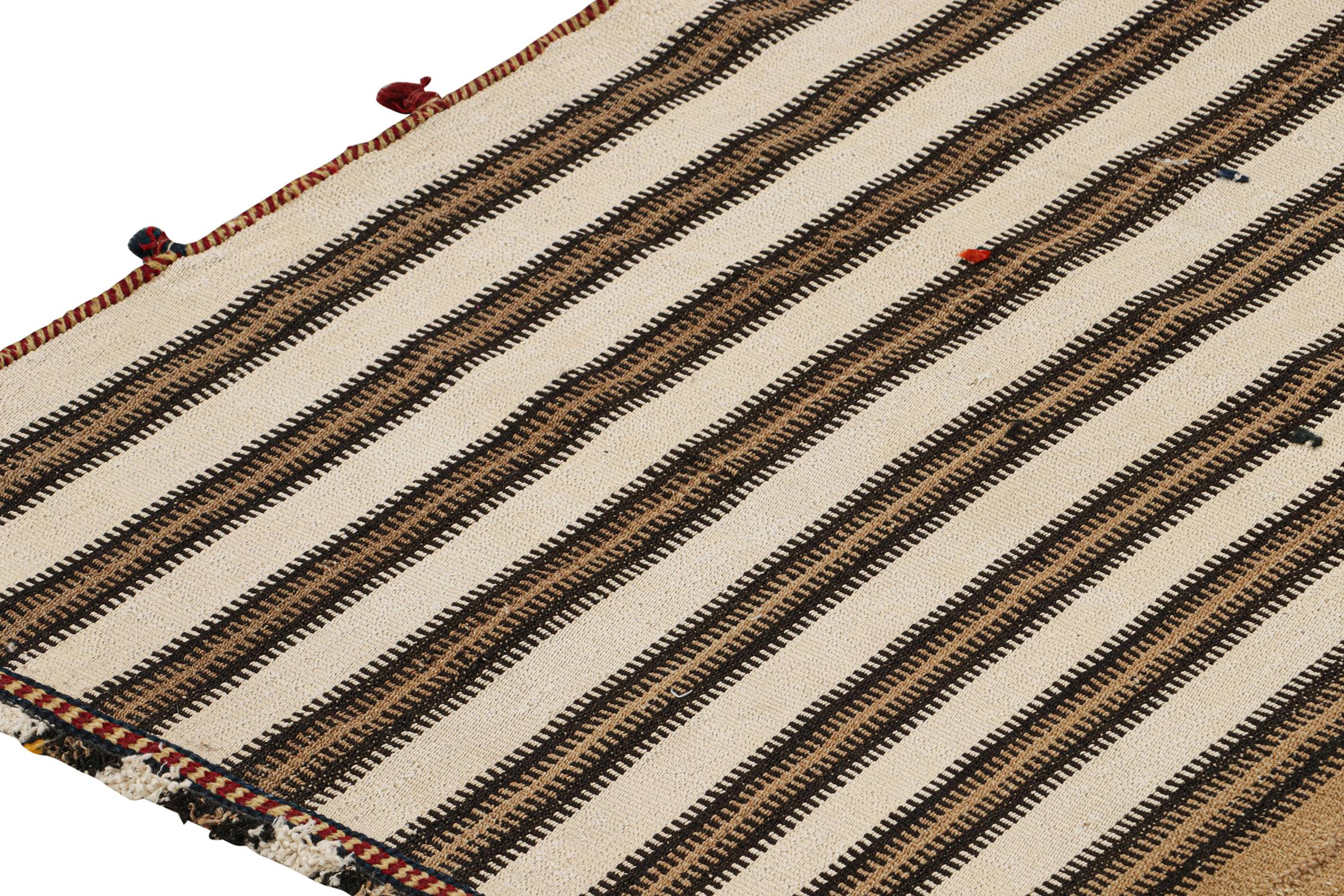 Vintage Persian Kilim with Beige and Brown Stripes by Rug & Kilim In Good Condition For Sale In Long Island City, NY