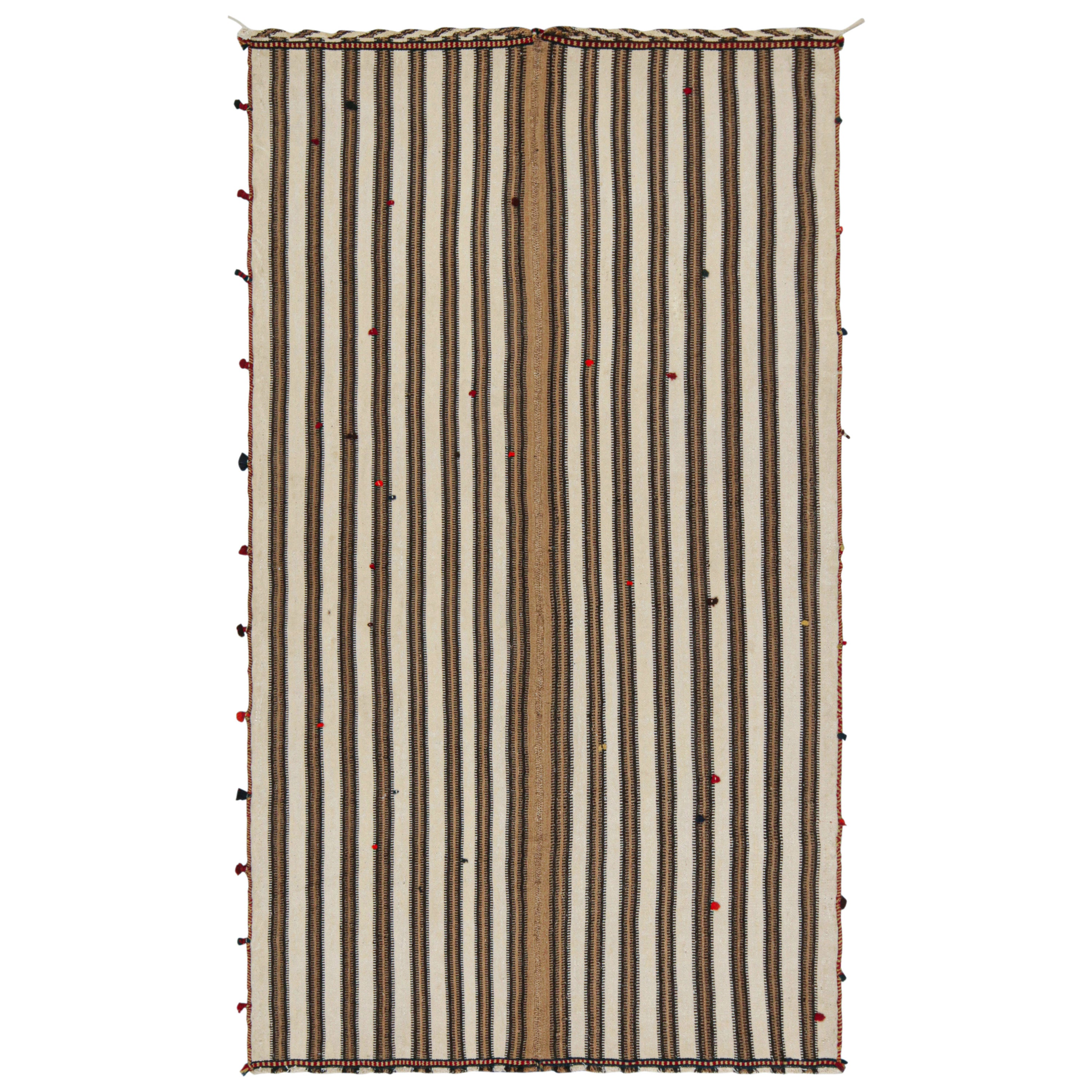 Kilim persiano vintage a strisce beige e marroni di Rug & Kilim