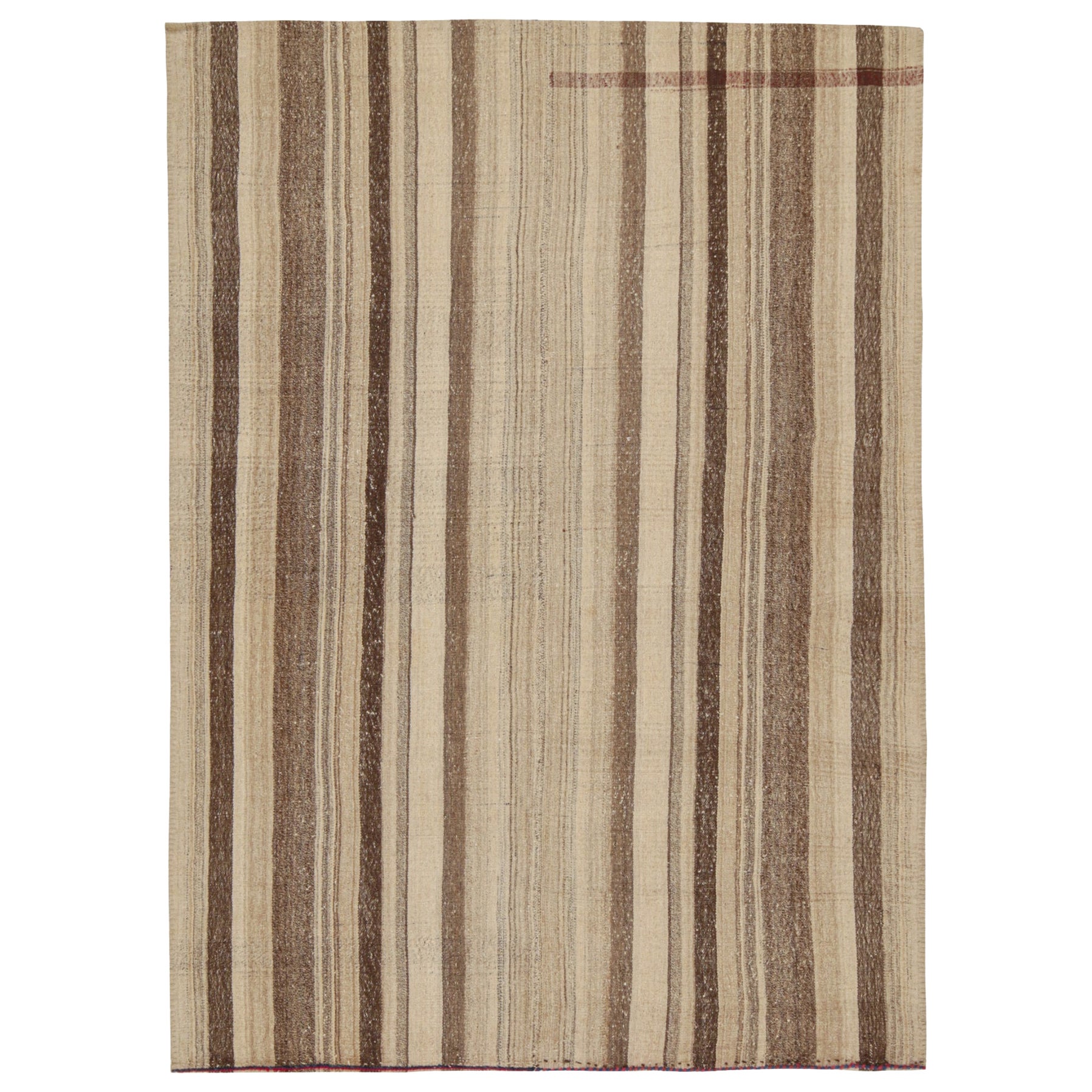 Persischer Kelim mit beigebraunen Streifen im Vintage-Stil von Rug & Kilim