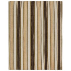 Kilim persiano vintage a strisce beige, pesca e marrone