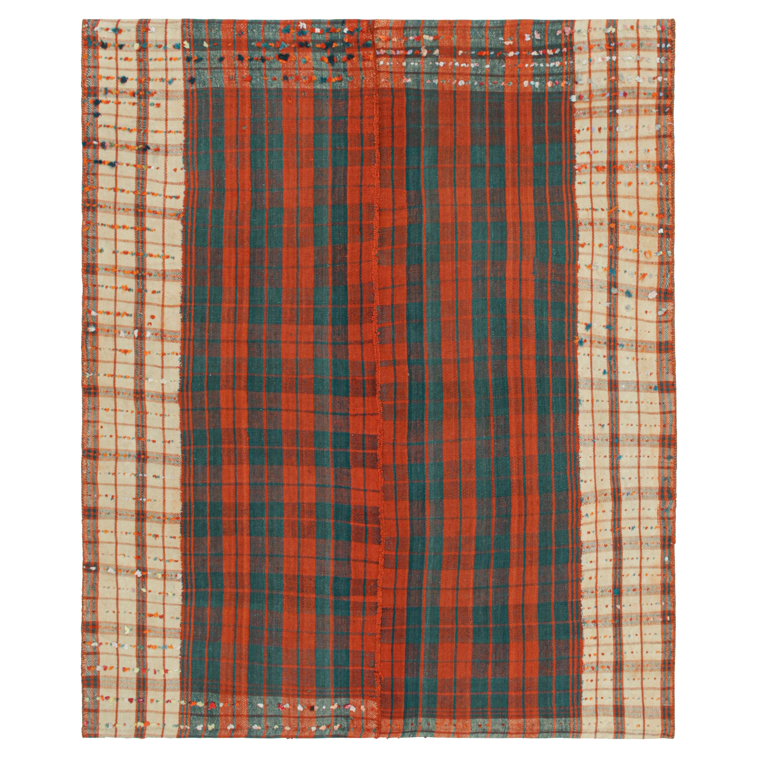Kilim persan vintage à rayures beiges, rouges et bleues par Rug & Kilim