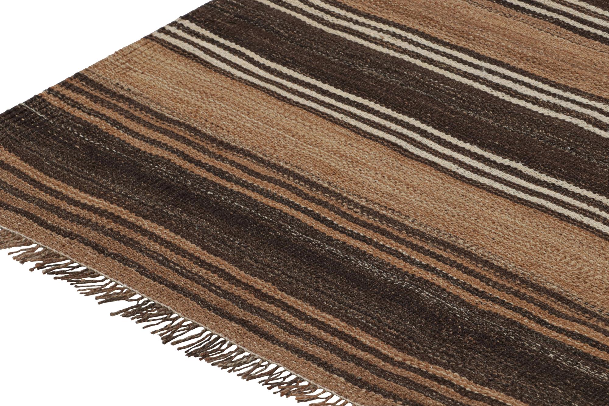 Mid-20th Century Vintage Persian Kilim with Brown Stripes For Sale