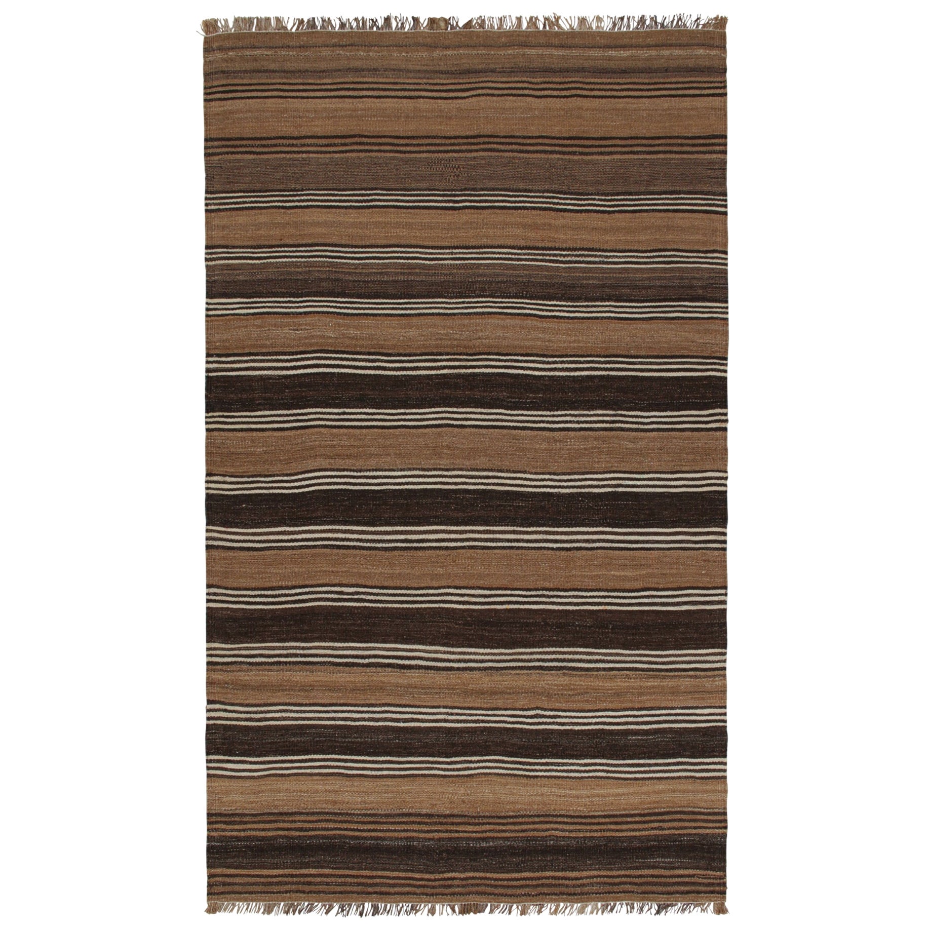 Persischer Vintage-Kilim mit braunen Streifen von Rug & Kilim