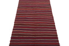 Vintage Persian Kilim with Burgundy Red and Navy Blue Stripes