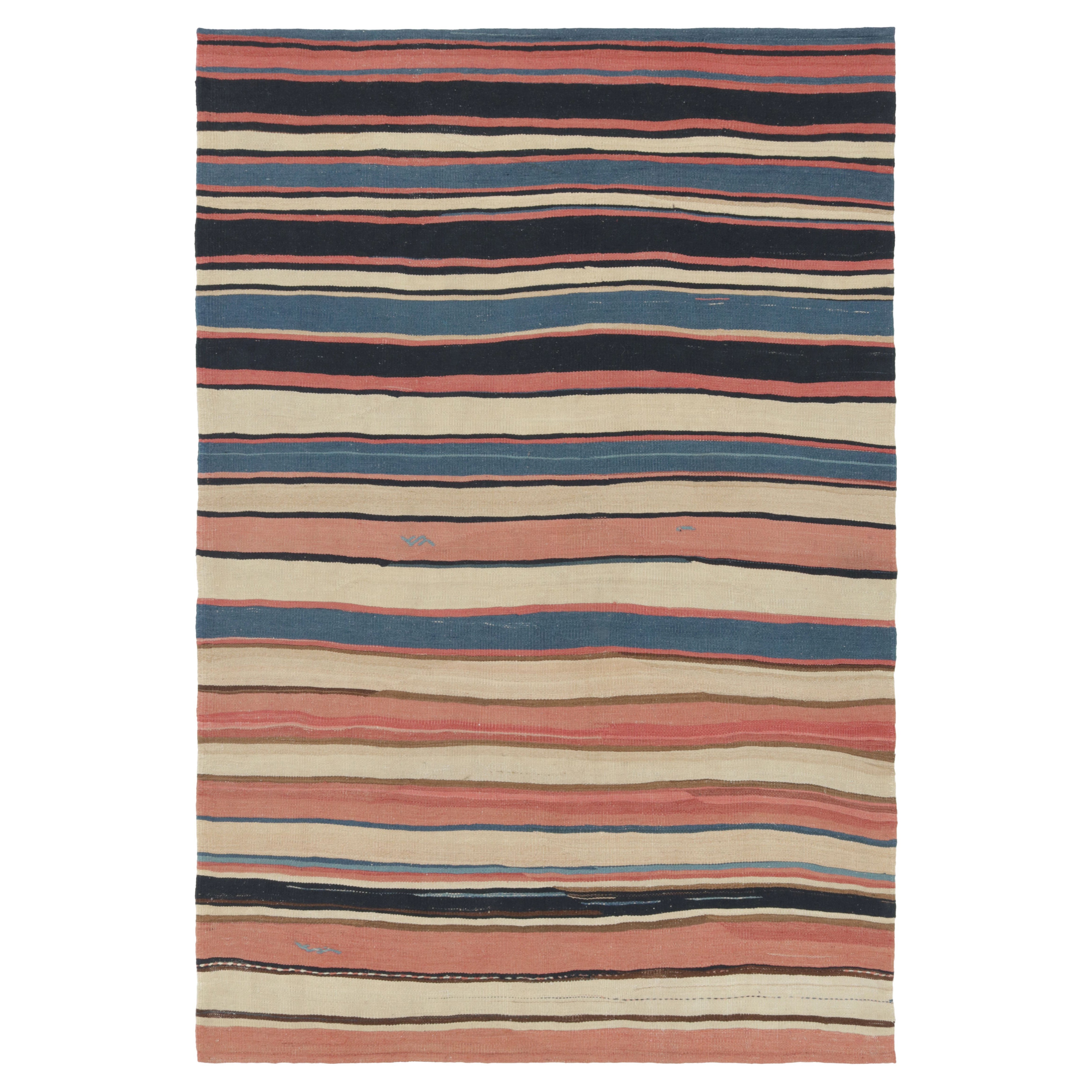 Vintage Persian Kilim with Light and Colorful Stripes - Rug
Kilim