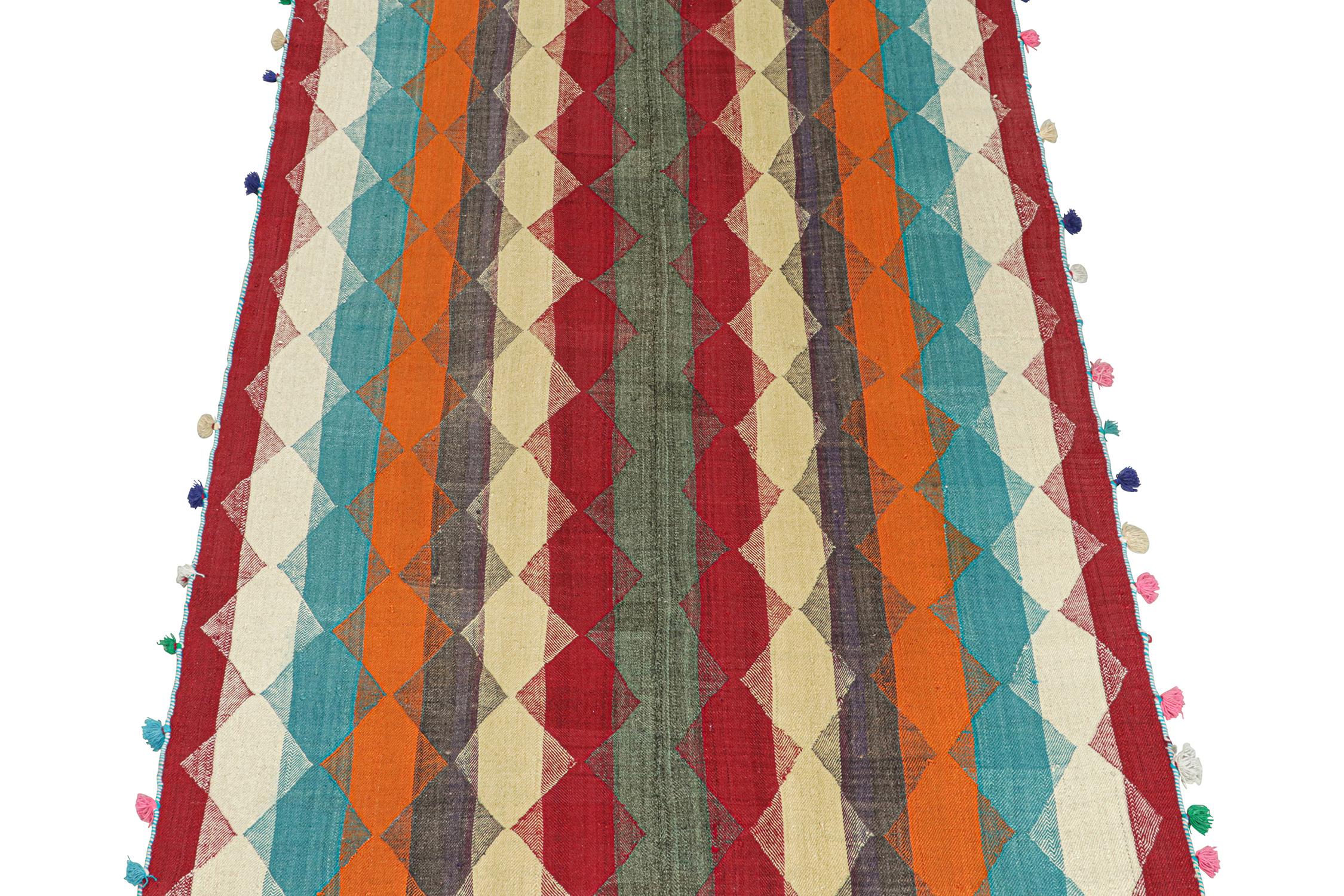 Tribal Vintage Persian Kilim with Multicolor Stripes and Diamonds by Rug & Kilim For Sale