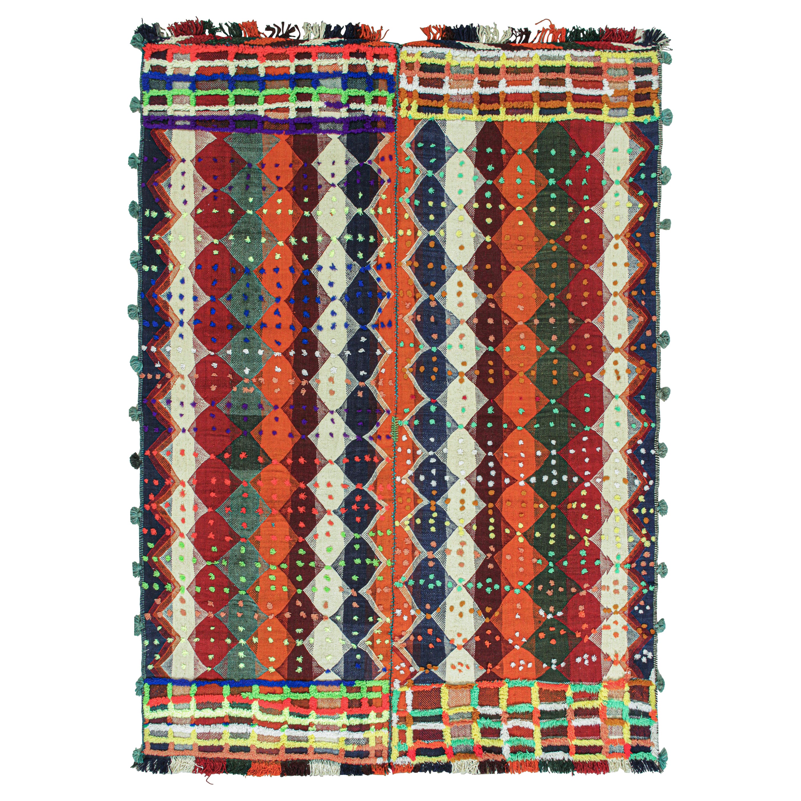 Persischer Kelim mit mehrfarbigen Streifen und Diamanten von Teppich & Kilim