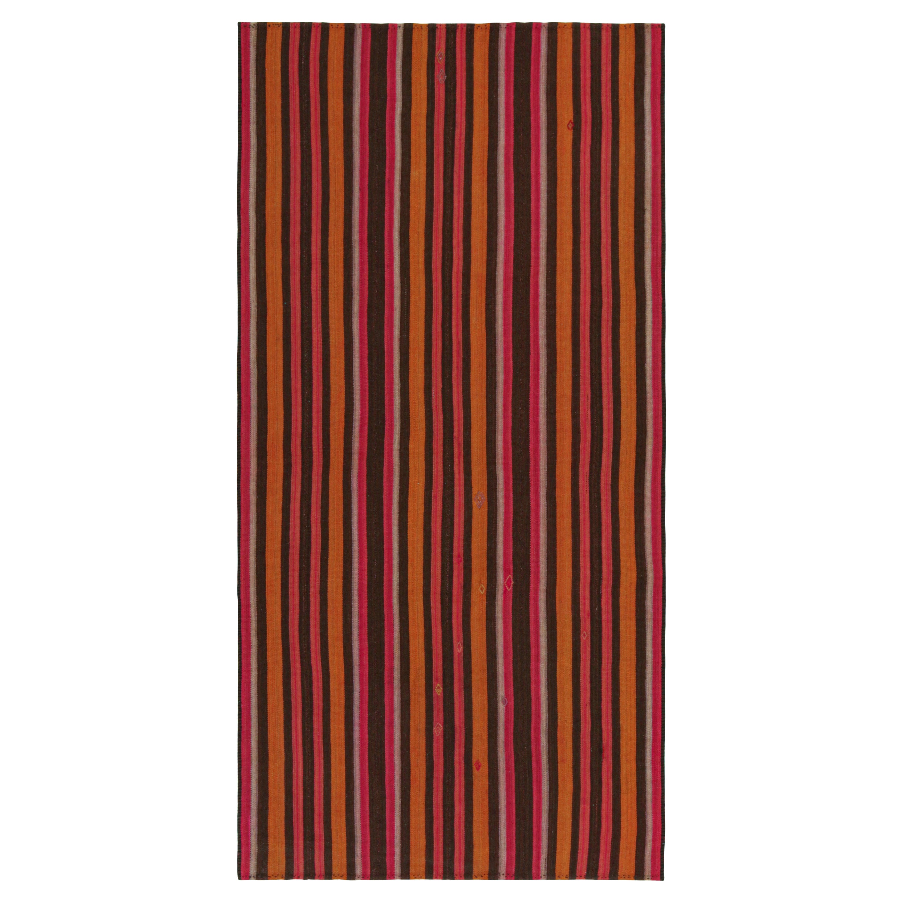 Persischer Kelim mit orangefarbenen, braunen und rosa Streifen von Teppich & Kilim