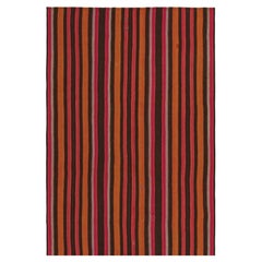 Vintage Persian Kilim with Orange, Brown and Pink Stripes
