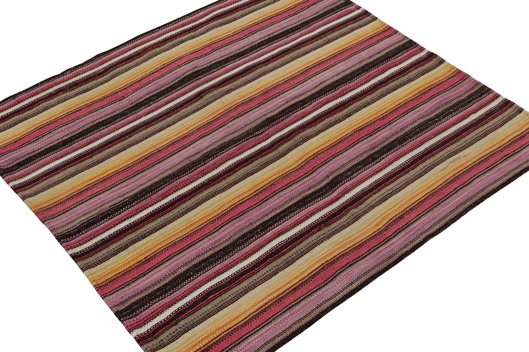 Tribal Vintage Persian Kilim with Polychromatic Stripes, Panel Style by Rug & Kilim For Sale