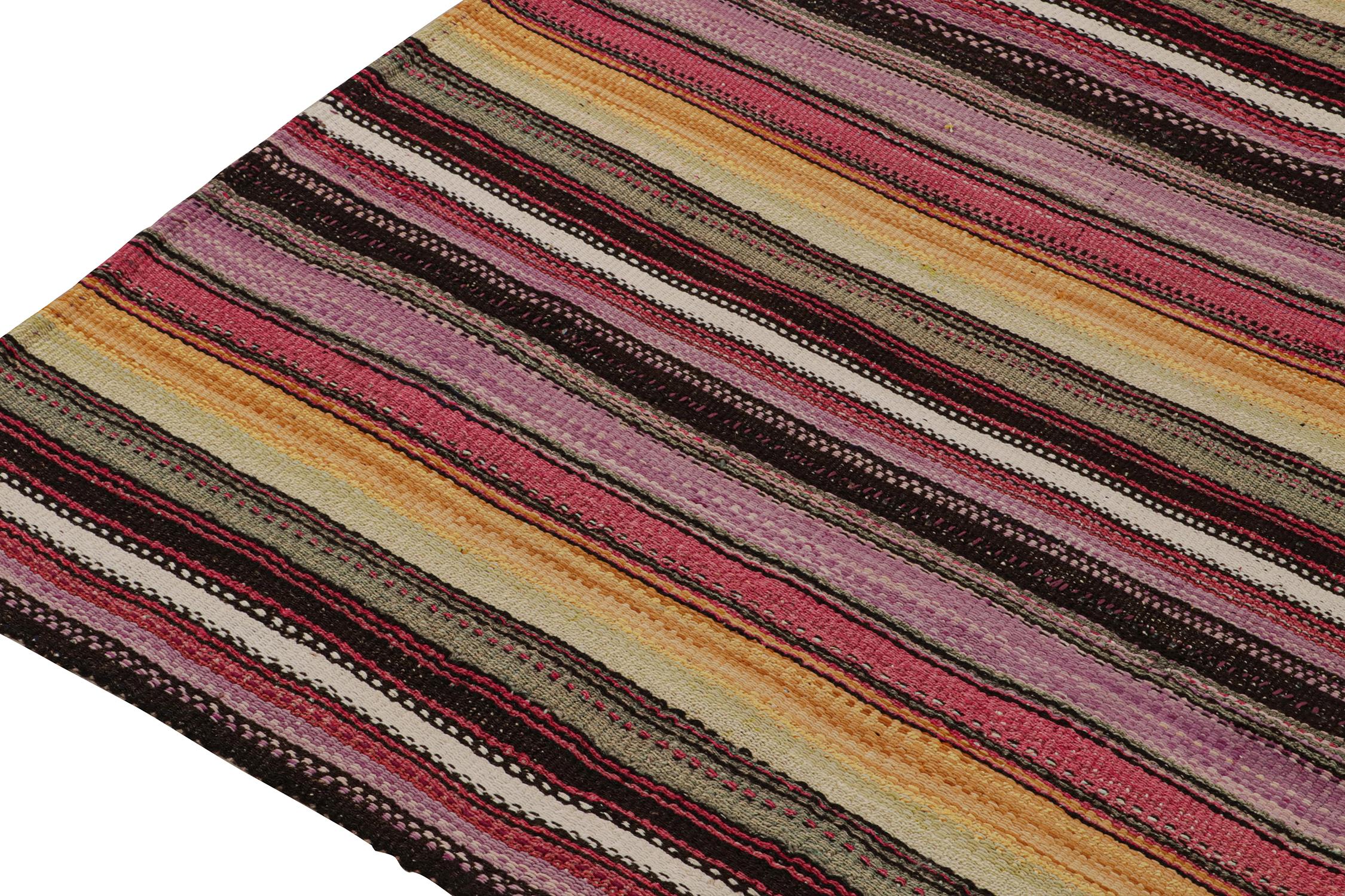 Mid-20th Century Vintage Persian Kilim with Polychromatic Stripes, Panel Style by Rug & Kilim For Sale