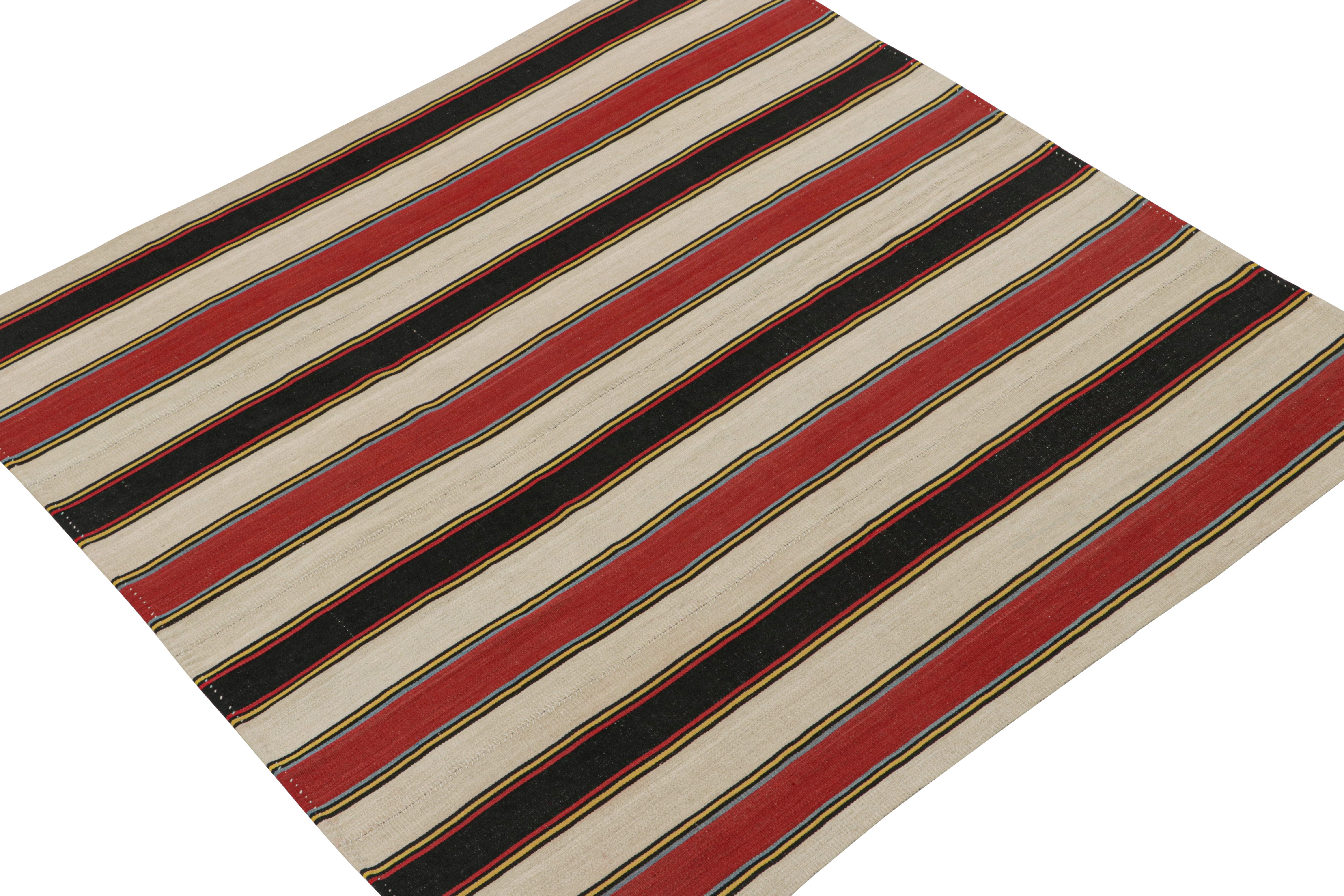 Tribal Vintage Persian Kilim with Red, Beige, and Black Stripes by Rug & Kilim For Sale