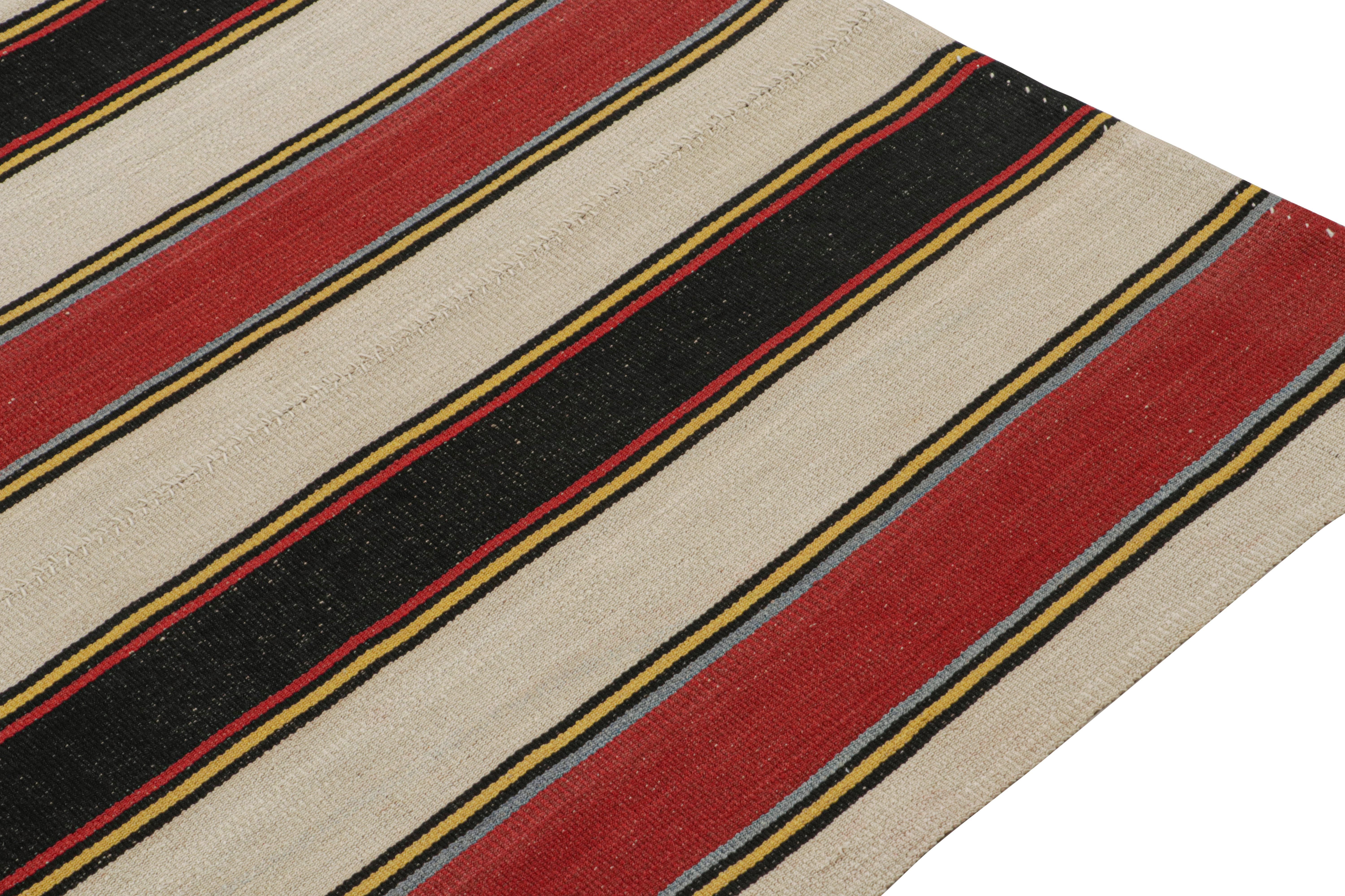 Vintage Persian Kilim with Red, Beige, and Black Stripes by Rug & Kilim In Good Condition For Sale In Long Island City, NY
