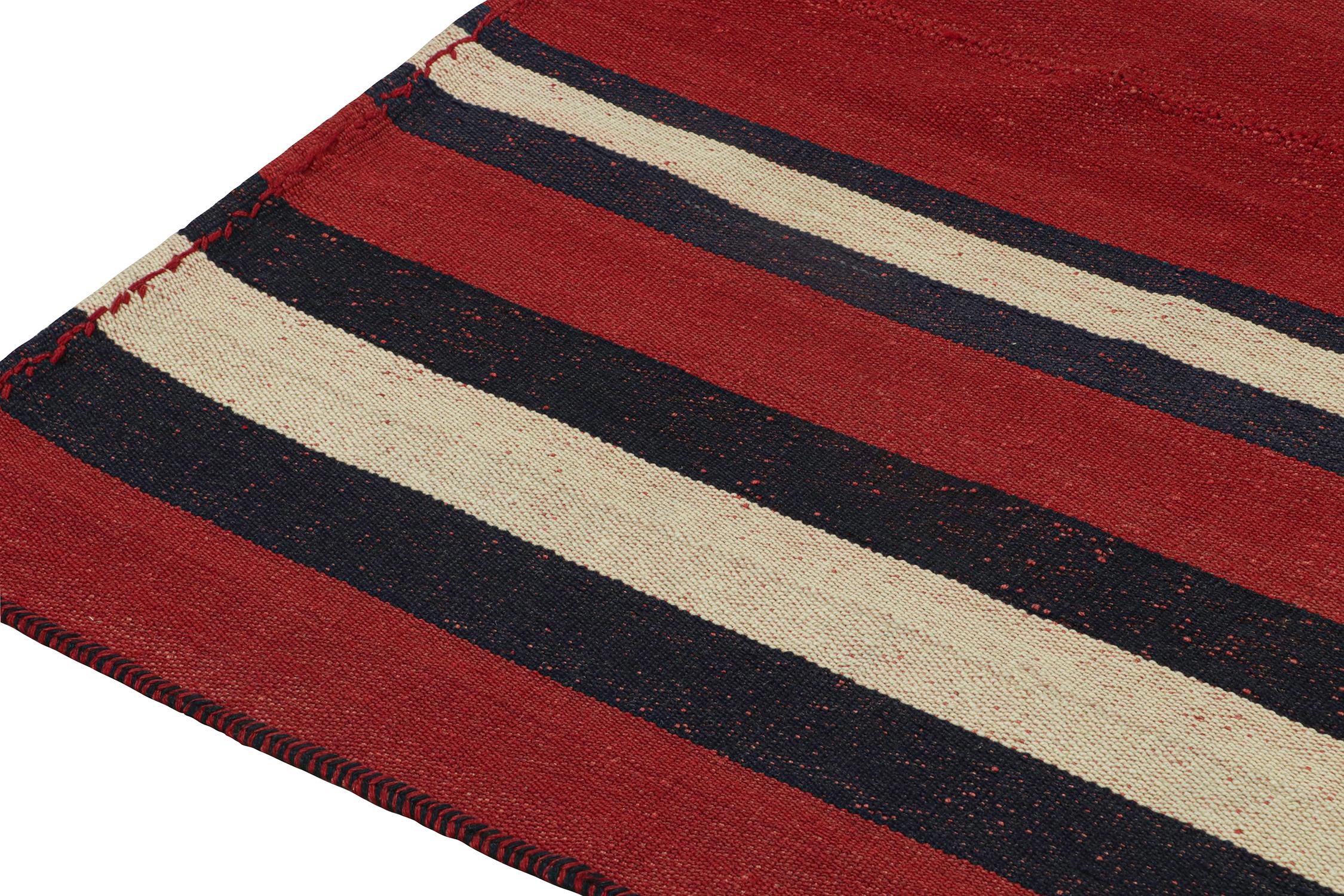 Vintage Persian Kilim with Red, Blue, and Off-White Stripes In Good Condition For Sale In Long Island City, NY